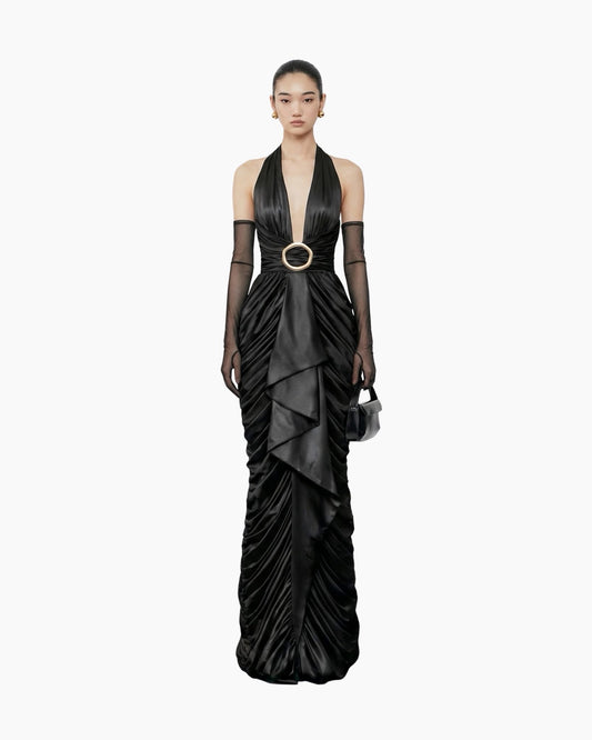 MAEL FEMME Sexy Vacation Black Nyrella Maxi Dress