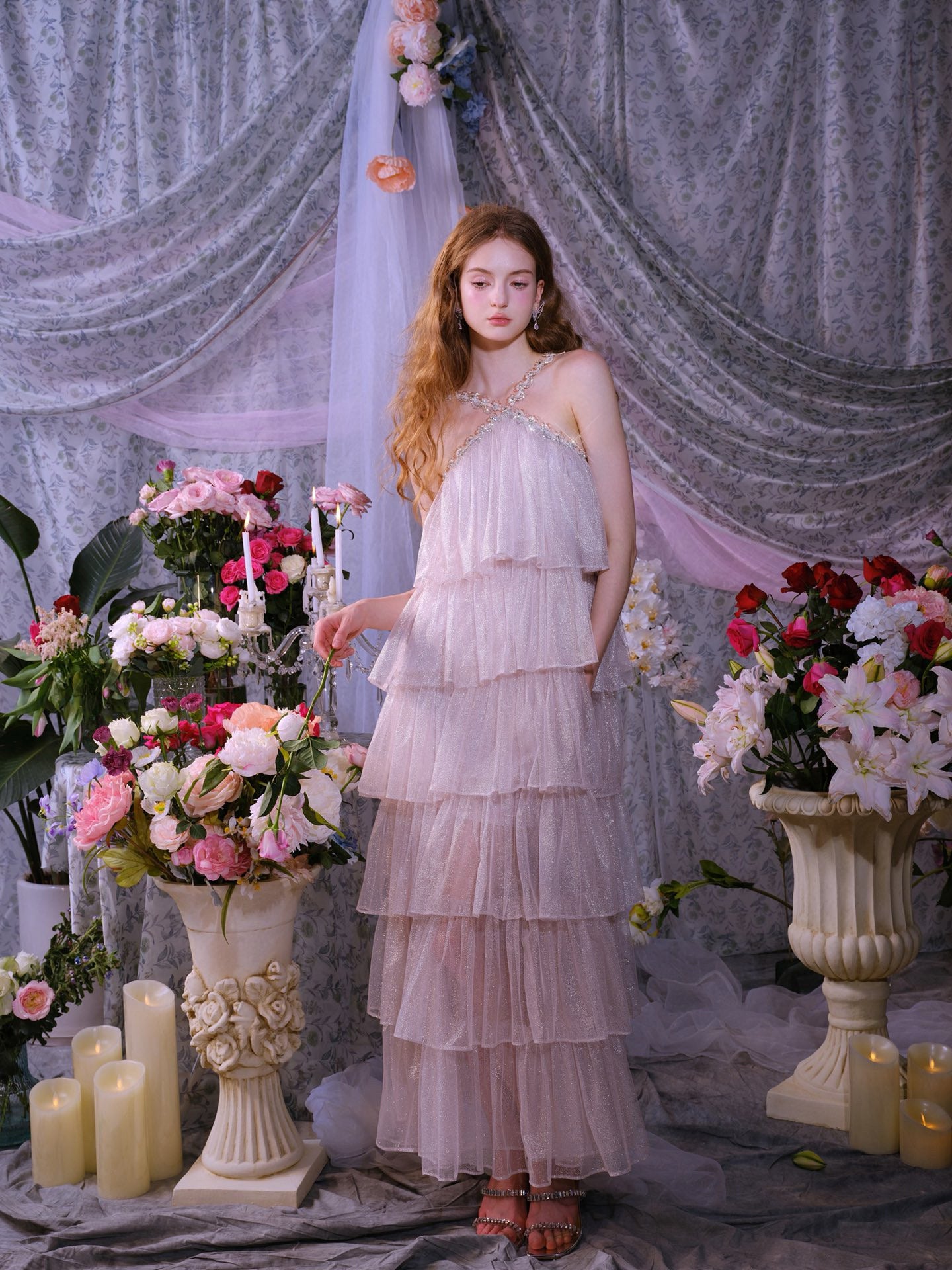 WARDROBE BY CHEN Pink wedding maxi dress