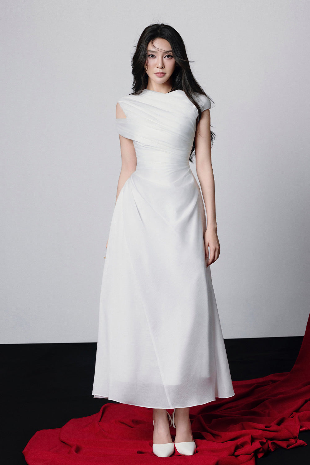 White Maia Ruffled Maxi Dress