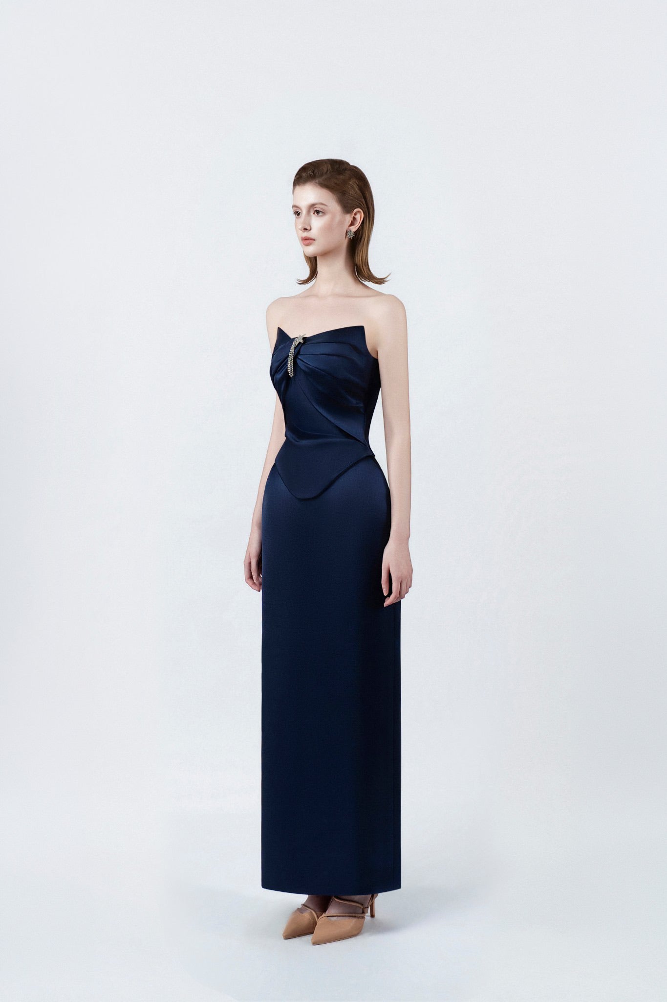 DETHEIA Elegant Minimalist Blue Cassiopeia Maxi Dress