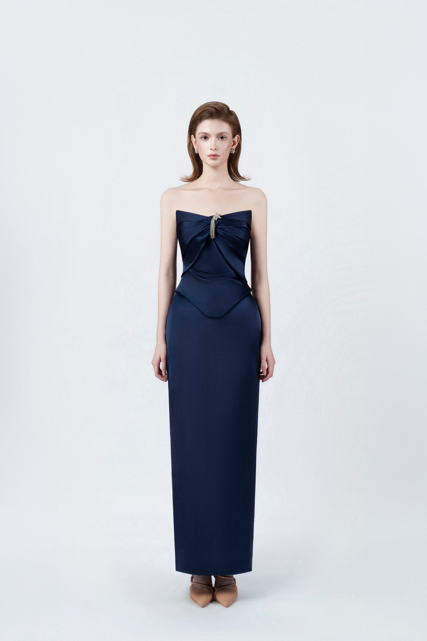 DETHEIA Elegant Minimalist Blue Cassiopeia Maxi Dress