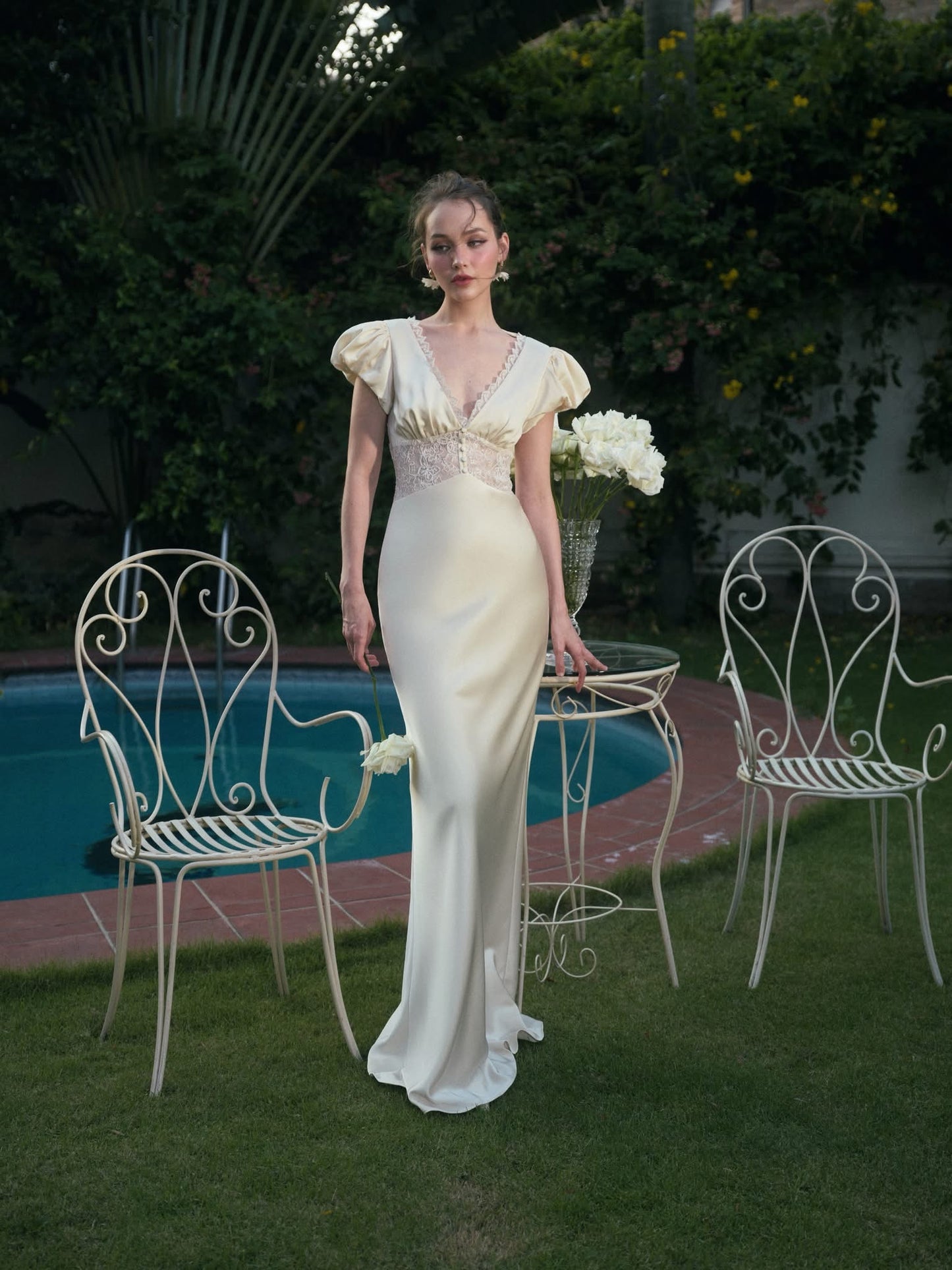 KISSERINE ATELIER Elegant Fairycore Lace White Mariam Maxi Dress
