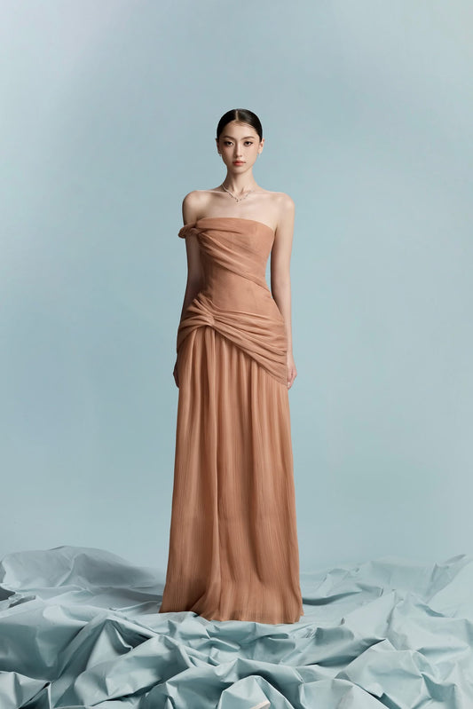 BYDI Elegant Minimalist Brown Hamo Maxi Dress