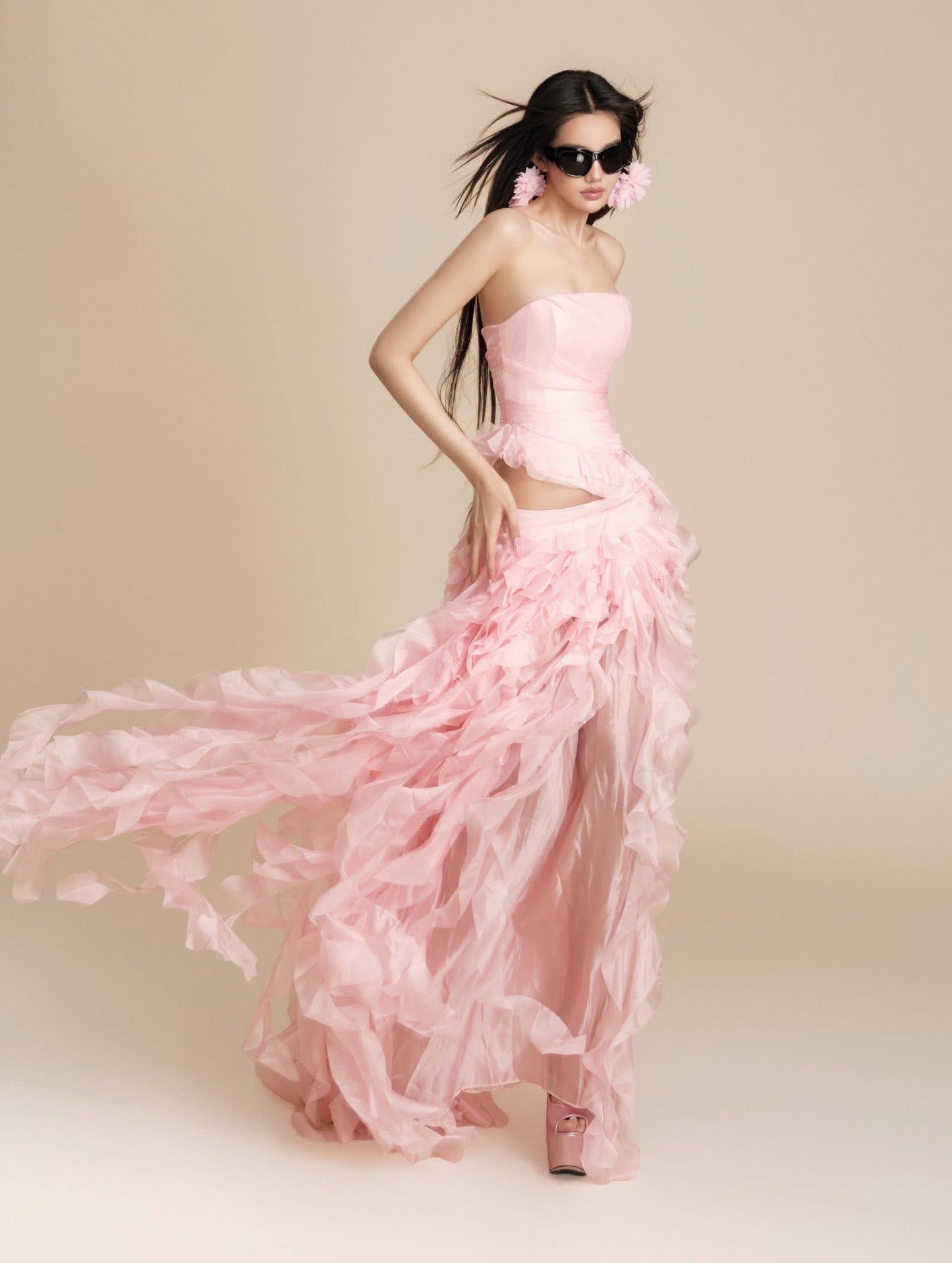 MAEL FEMME Sexy Vacation Pink Tiffany Maxi   Dress
