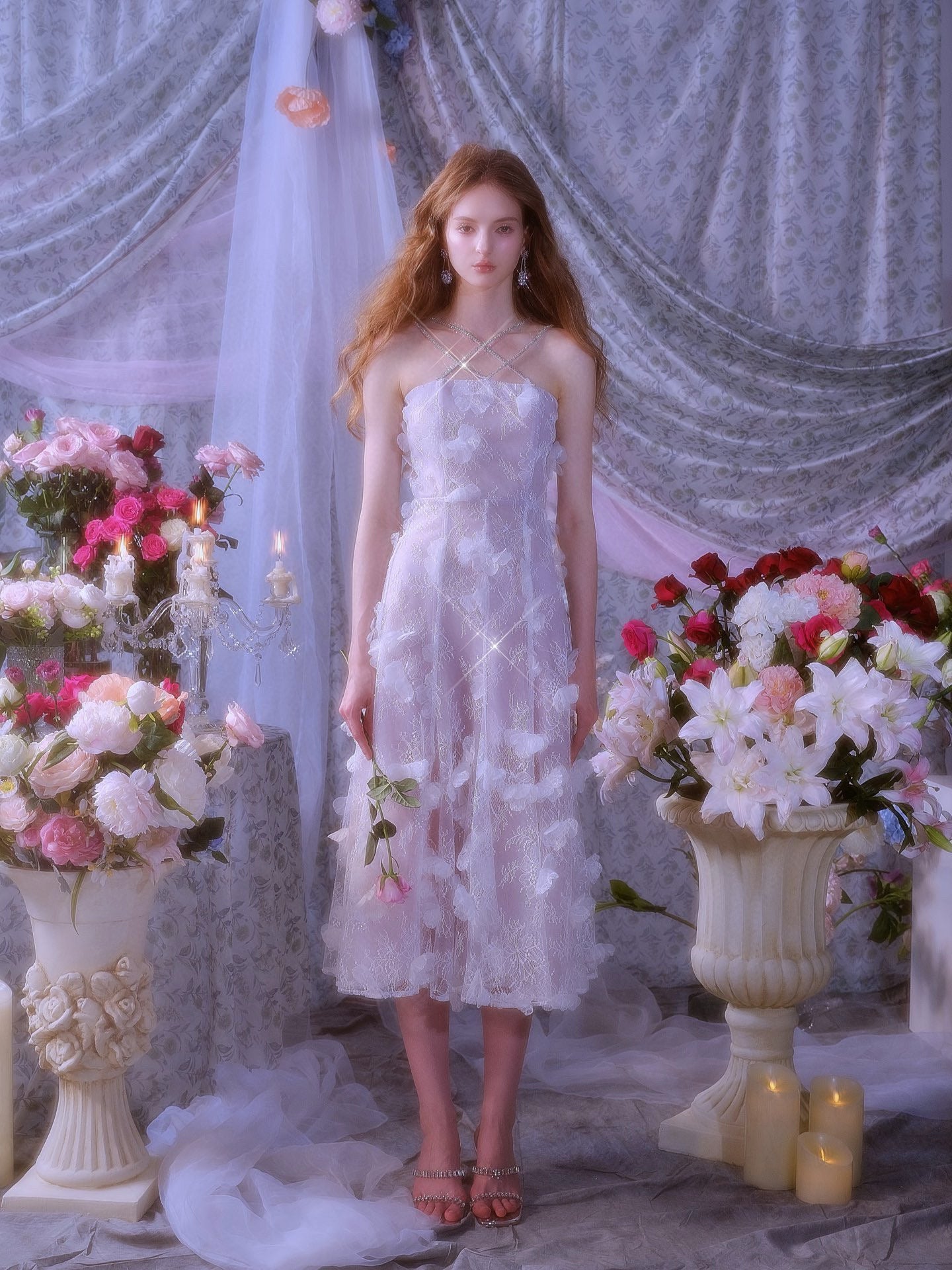 WARDROBE BY CHEN White wedding midi dress