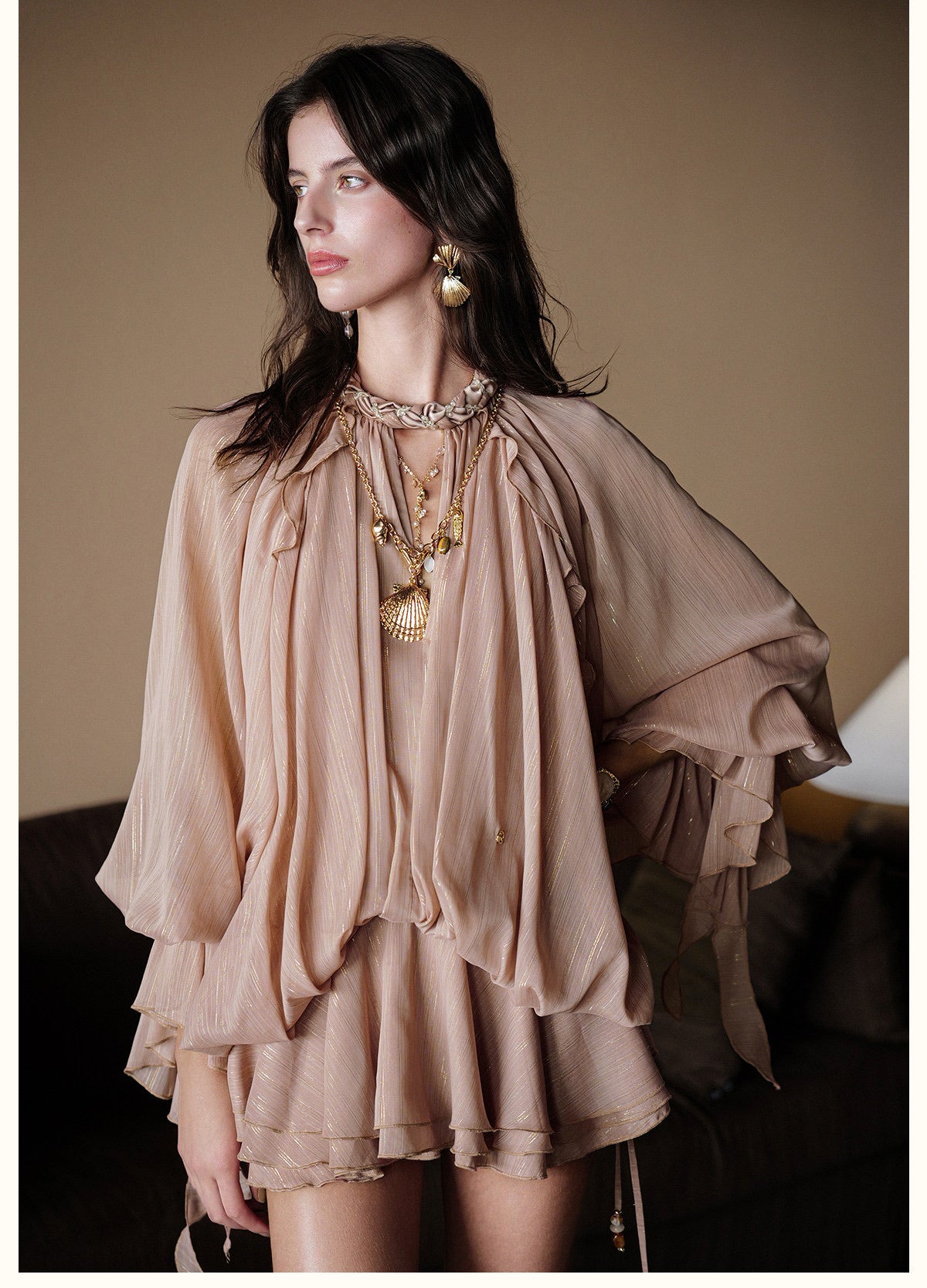 SHEERLUCK Vacation Fairycore Nude Murano Mini Dress
