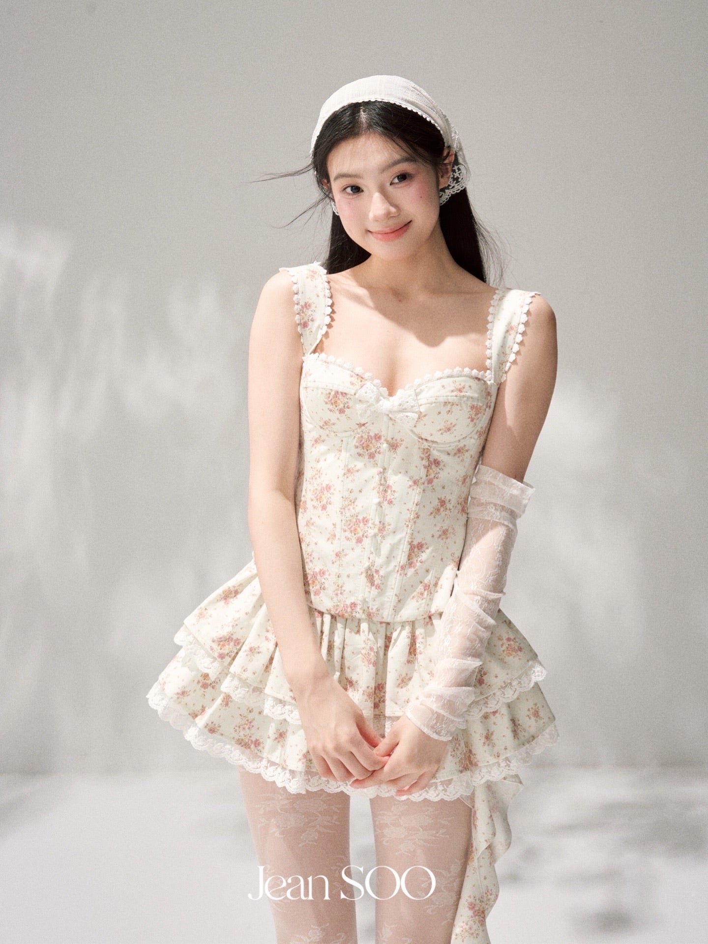 JEAN SOO Sweet Vacation White Floral  Top & Skirt