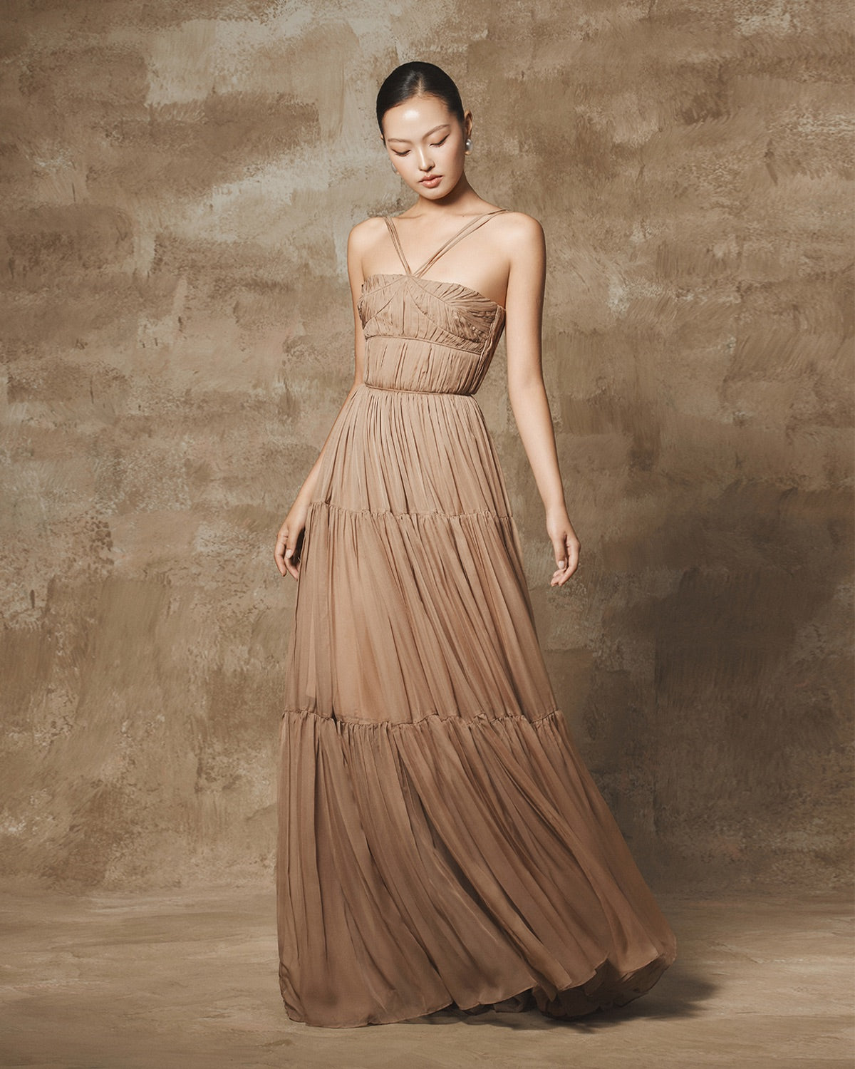 BYDI Fairycore Elegant Vacation Brown  Olia Maxi Dress