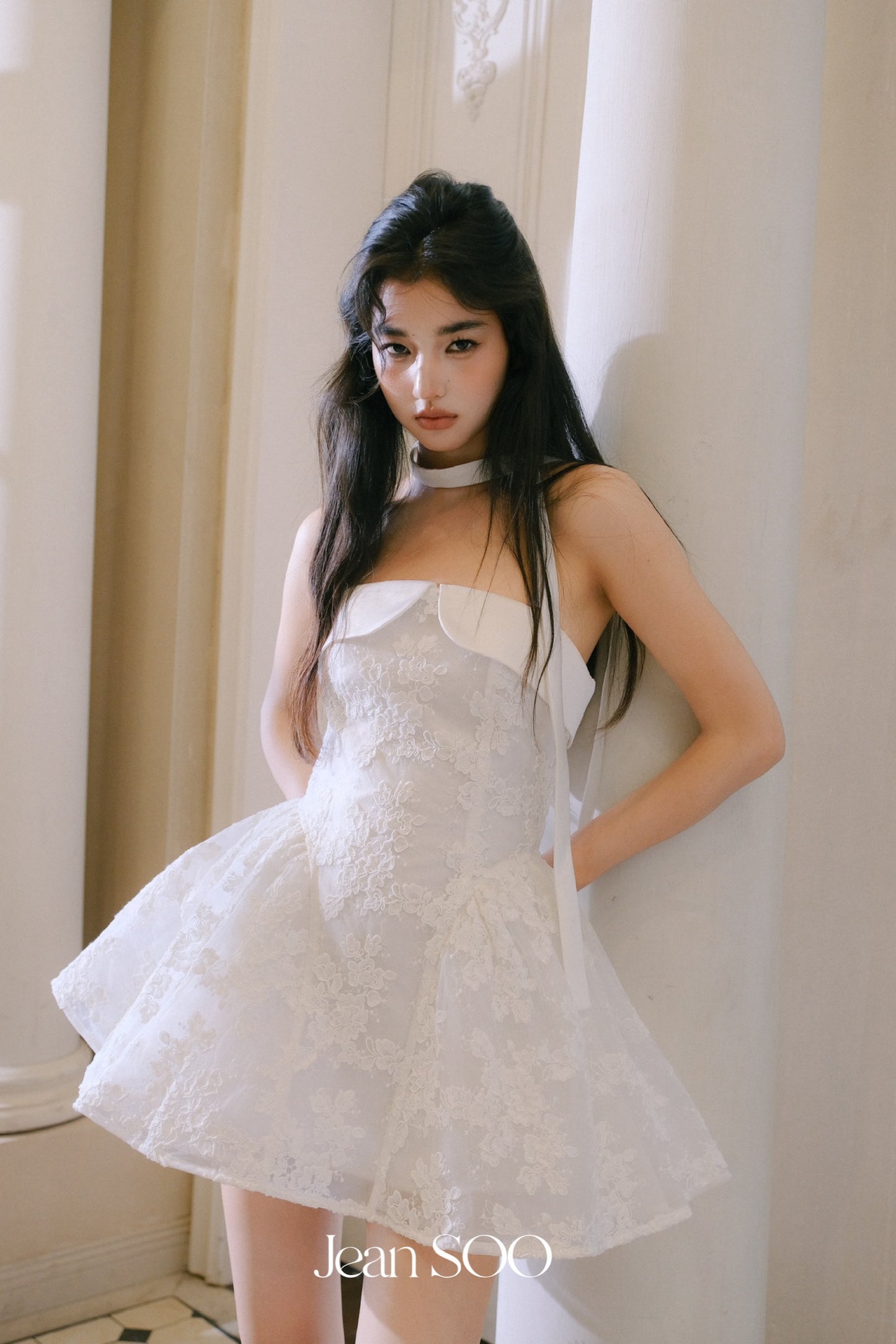 JEAN SOO White Lace Mini Dress