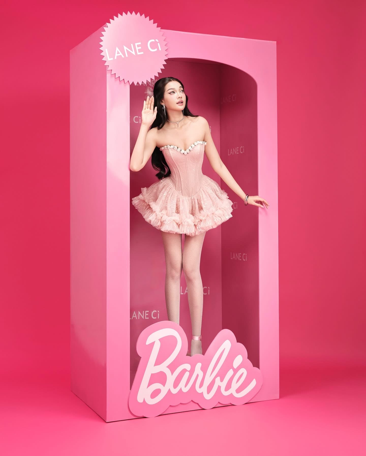 LANE CI Pink Bloom Mini Dress