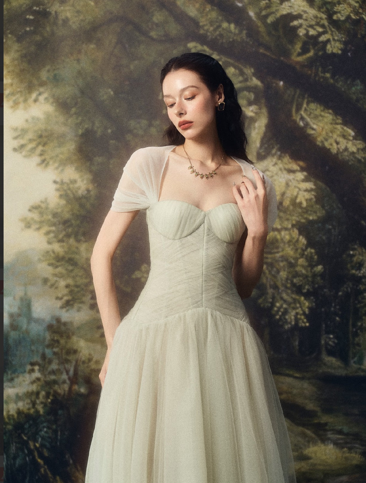 LINHPHUNG Green Gauze Viridia Maxi Dress
