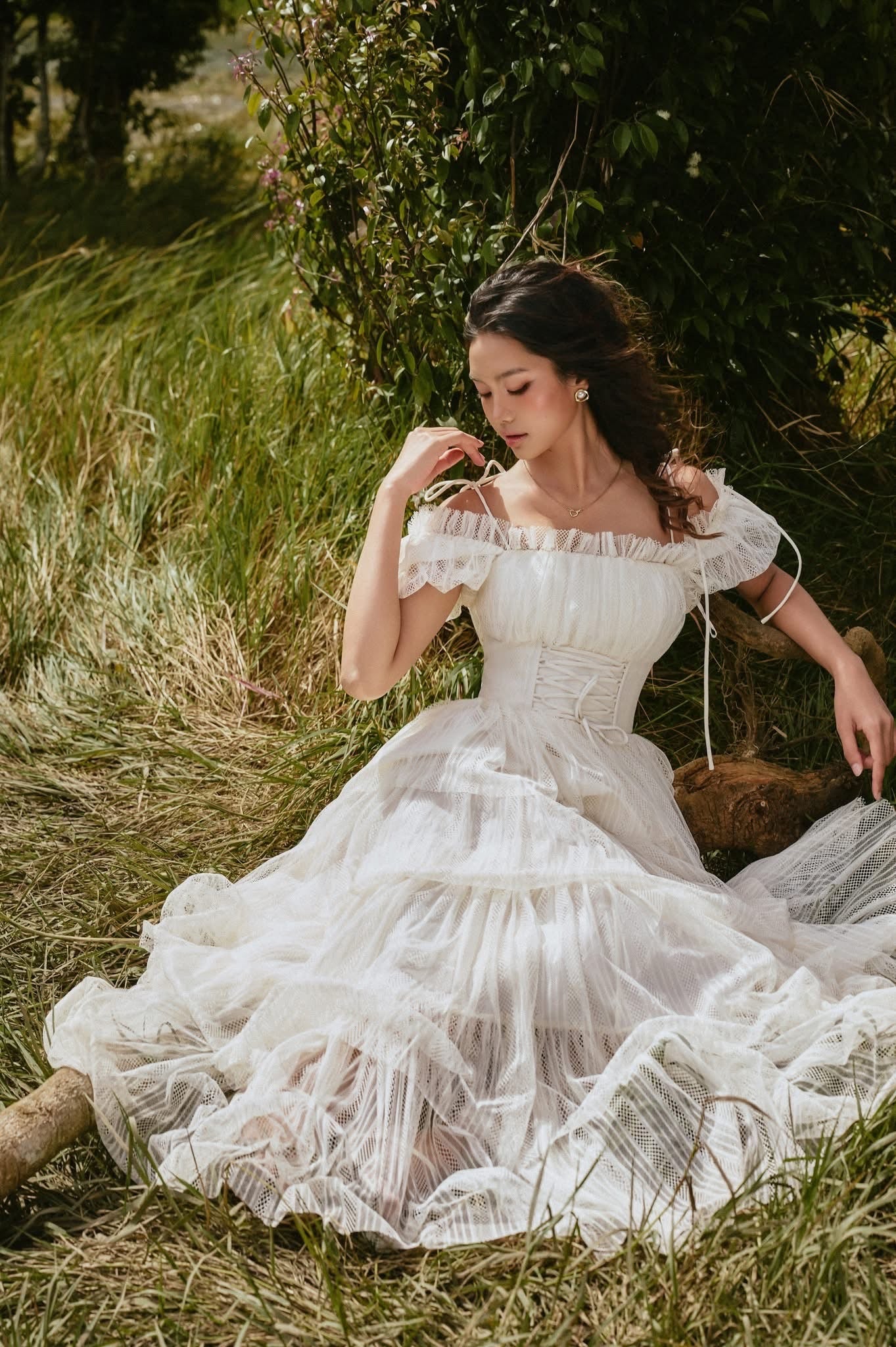 SISSY NATION Sweet Elegant Fairycore White Cruel Summer Maxi Dress