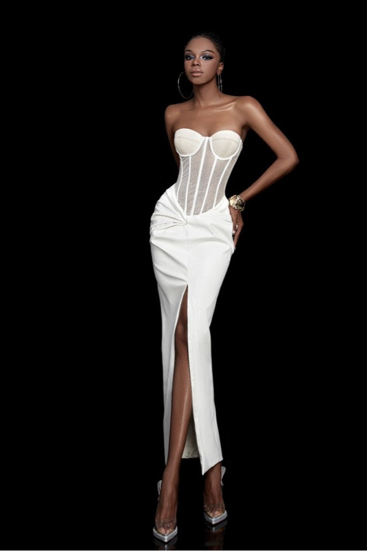 MAEL FEMME WHITE AURORA MIDI DRESS