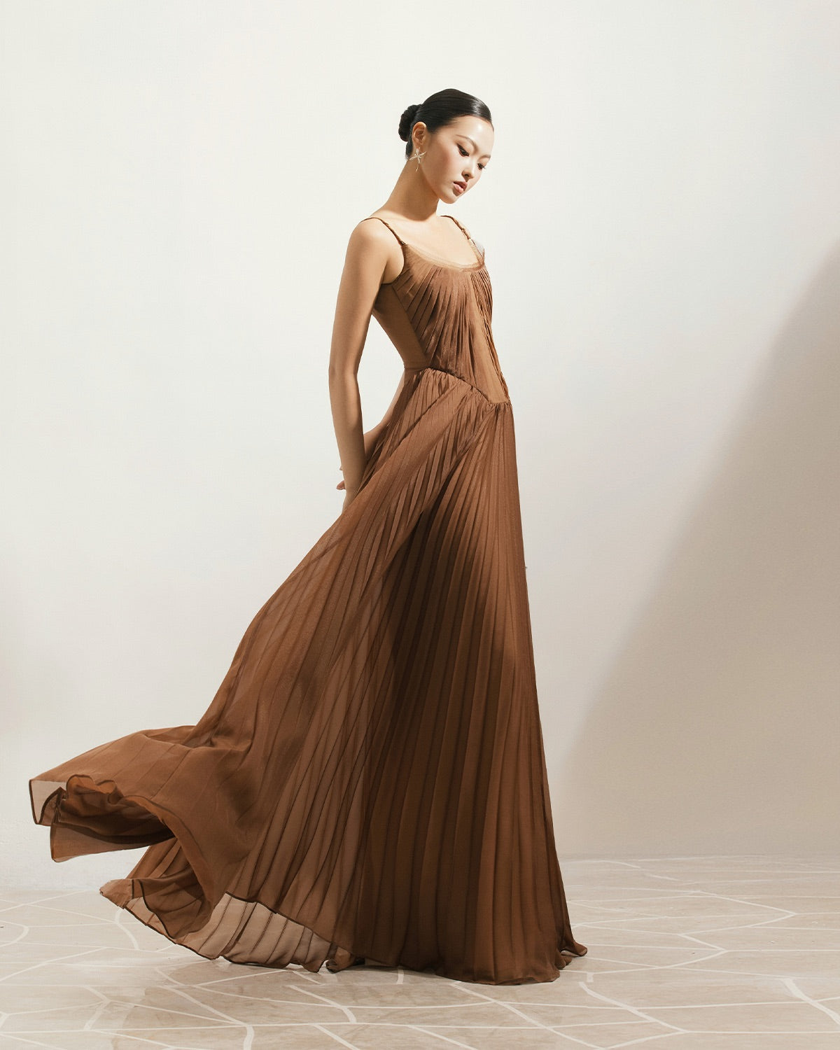 BYDI Fairycore Elegant Vacation Brown Soli Maxi Dress