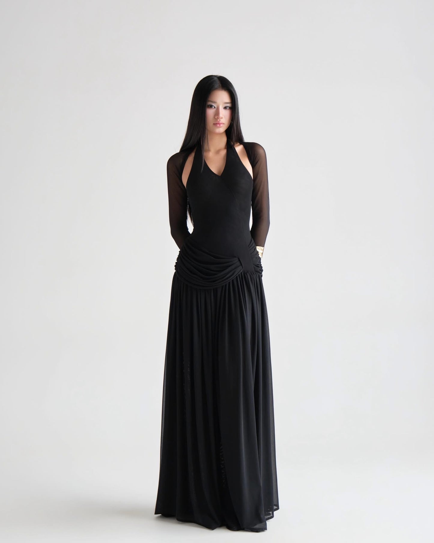 DELICIAE Cream Knit Lydia Maxi Dress