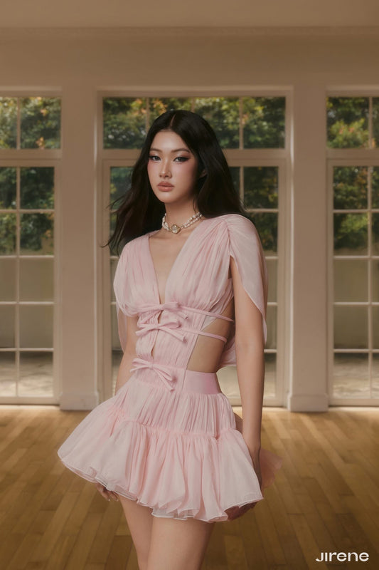 JIRENE Pink Ribbon Mini Dress