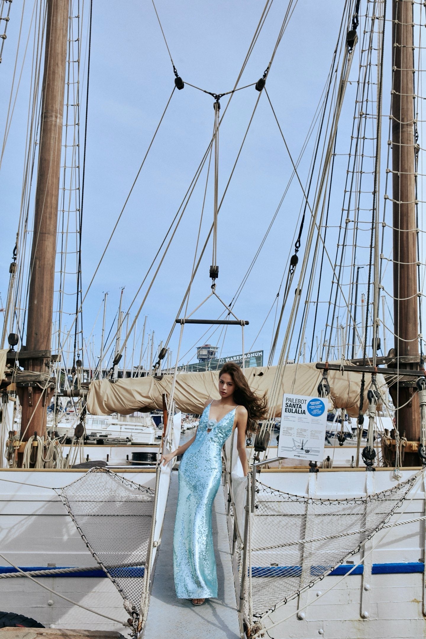 MINPURA Blue Rose Sequin Maxi Dress