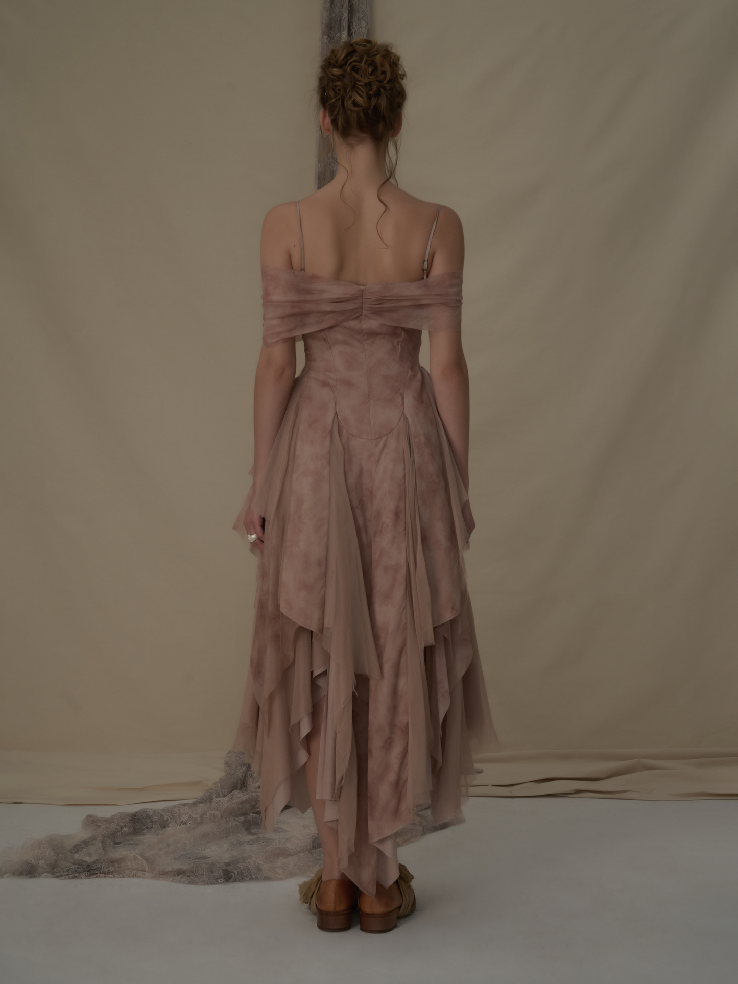 Elywood beige bisque off- shoulder camisole maxi dress