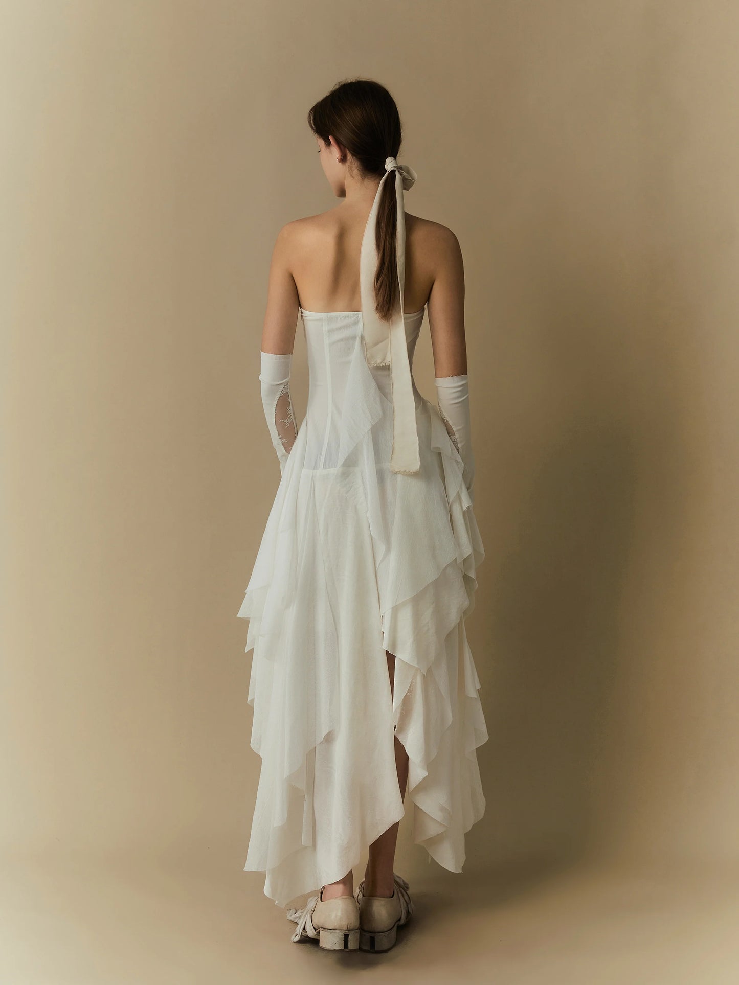 ELYWOOD WHITE LAYERING BANDEAU MAXI DRESS