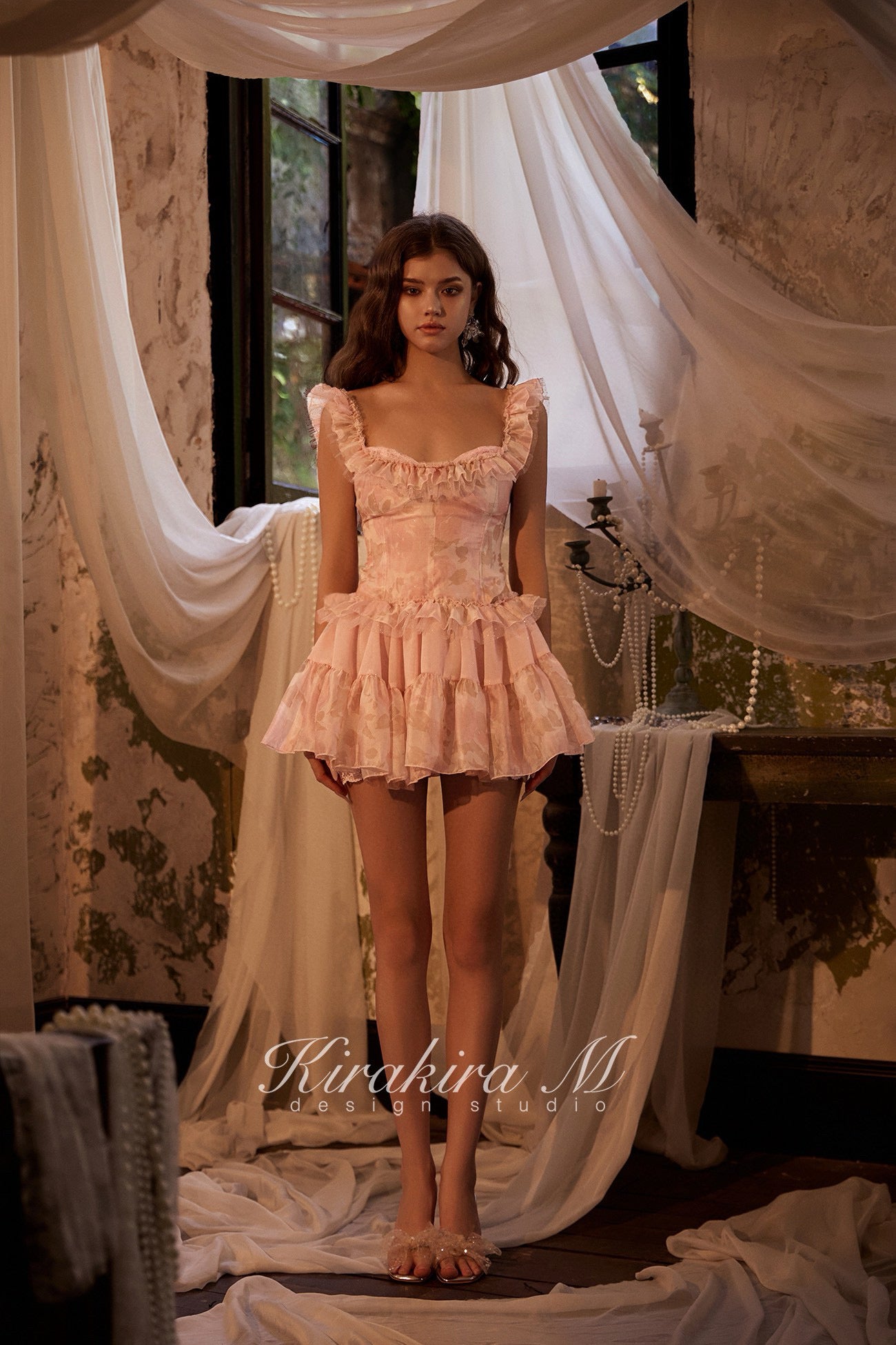 KIRAKIRA M Pink Puffy Mini Dress