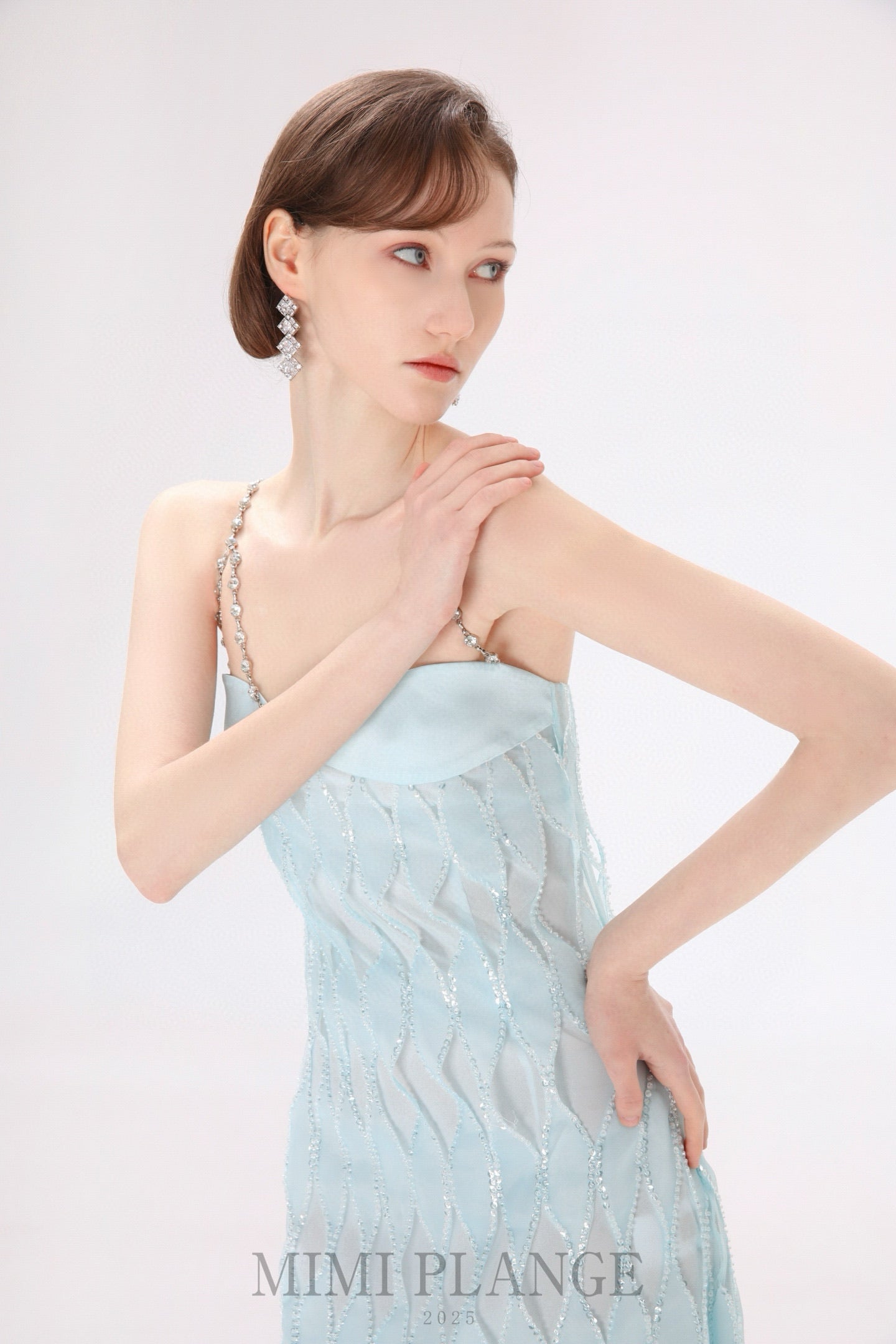 MIMI PLANGE Blue Diamond Mini Dress