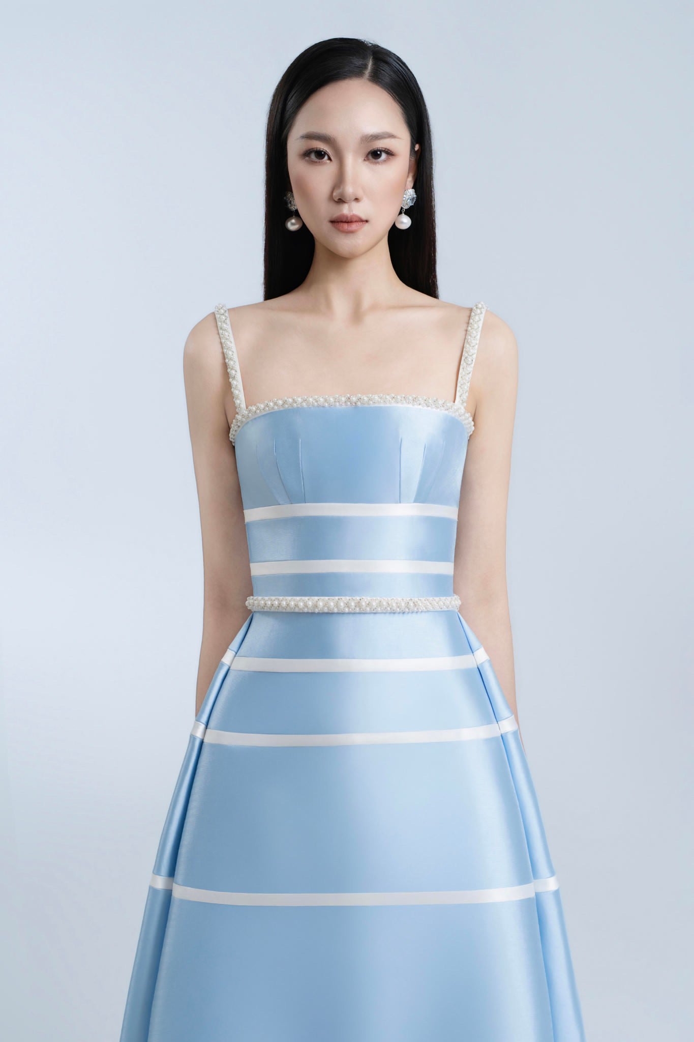 DETHEIA Elegant Minimalist Blue Ava Midi Dress