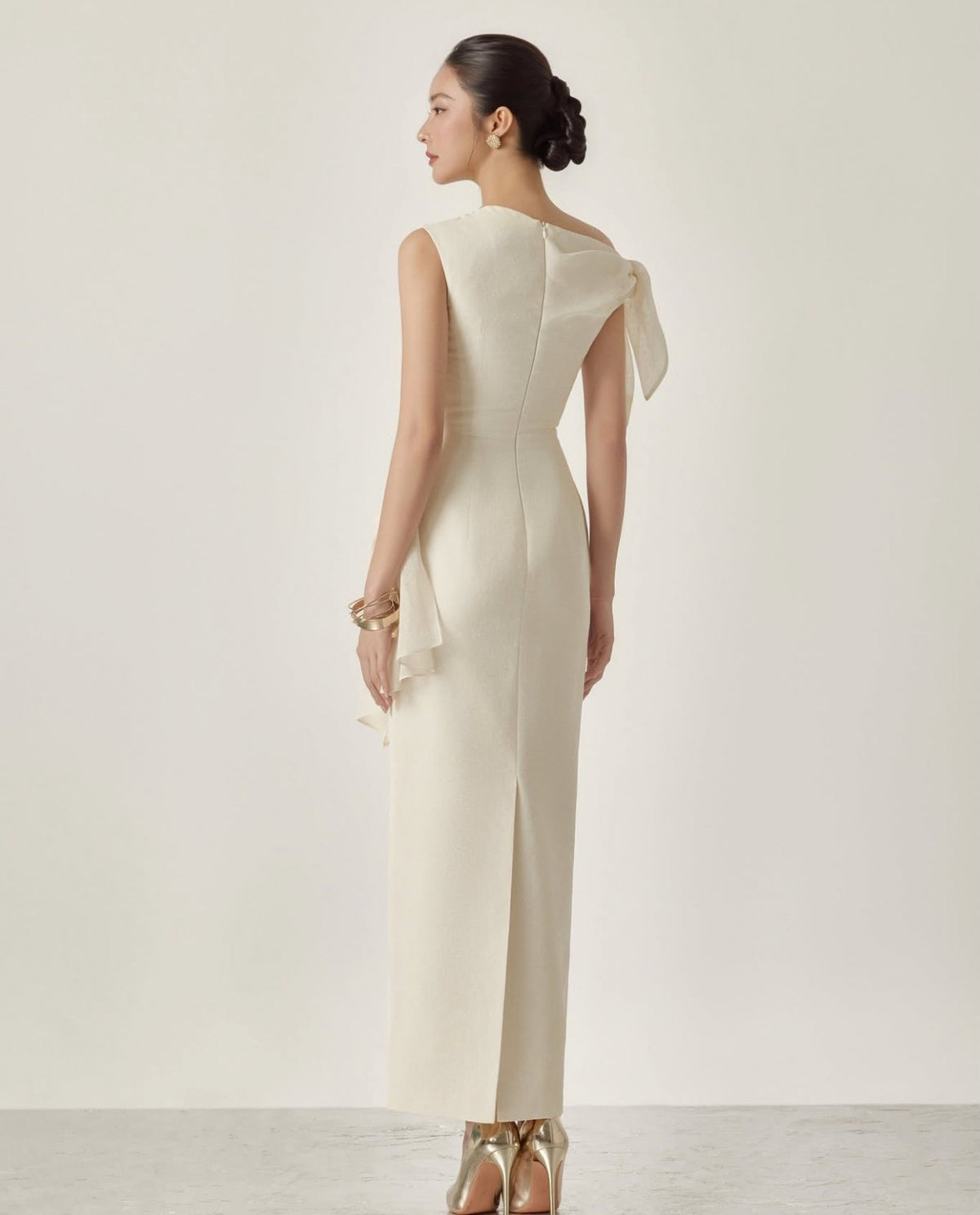 White Bow Aly Midi Dress