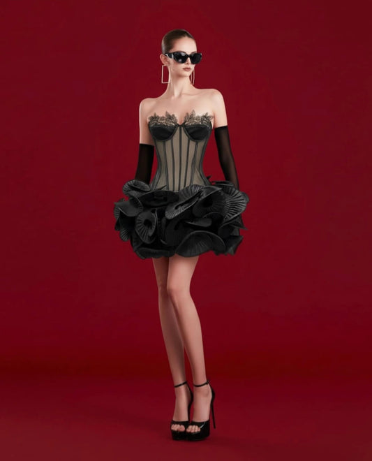 MAEL FEMME Black Lace Mini Dress