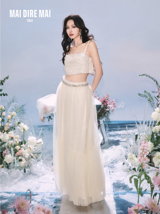 MAI DIRE MAI Cream Shining Top & Skirt