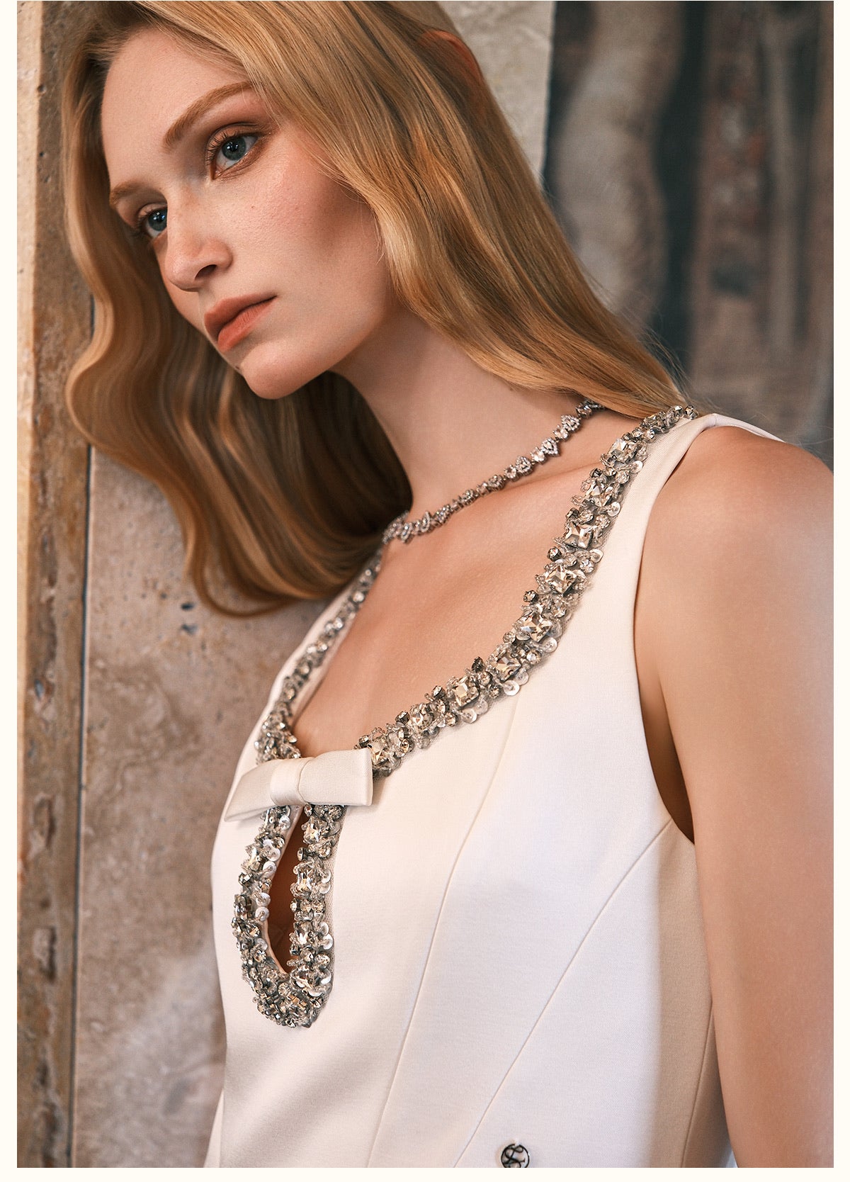 SHEERLUCK White Bow Fur Mini Dress