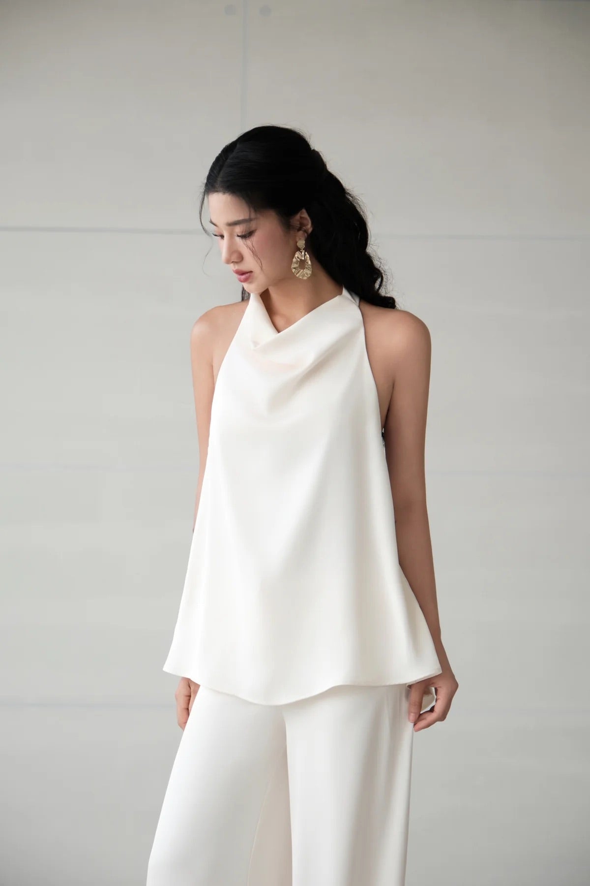 DELICIAE White Minimalist Kalia Set Top & Pants