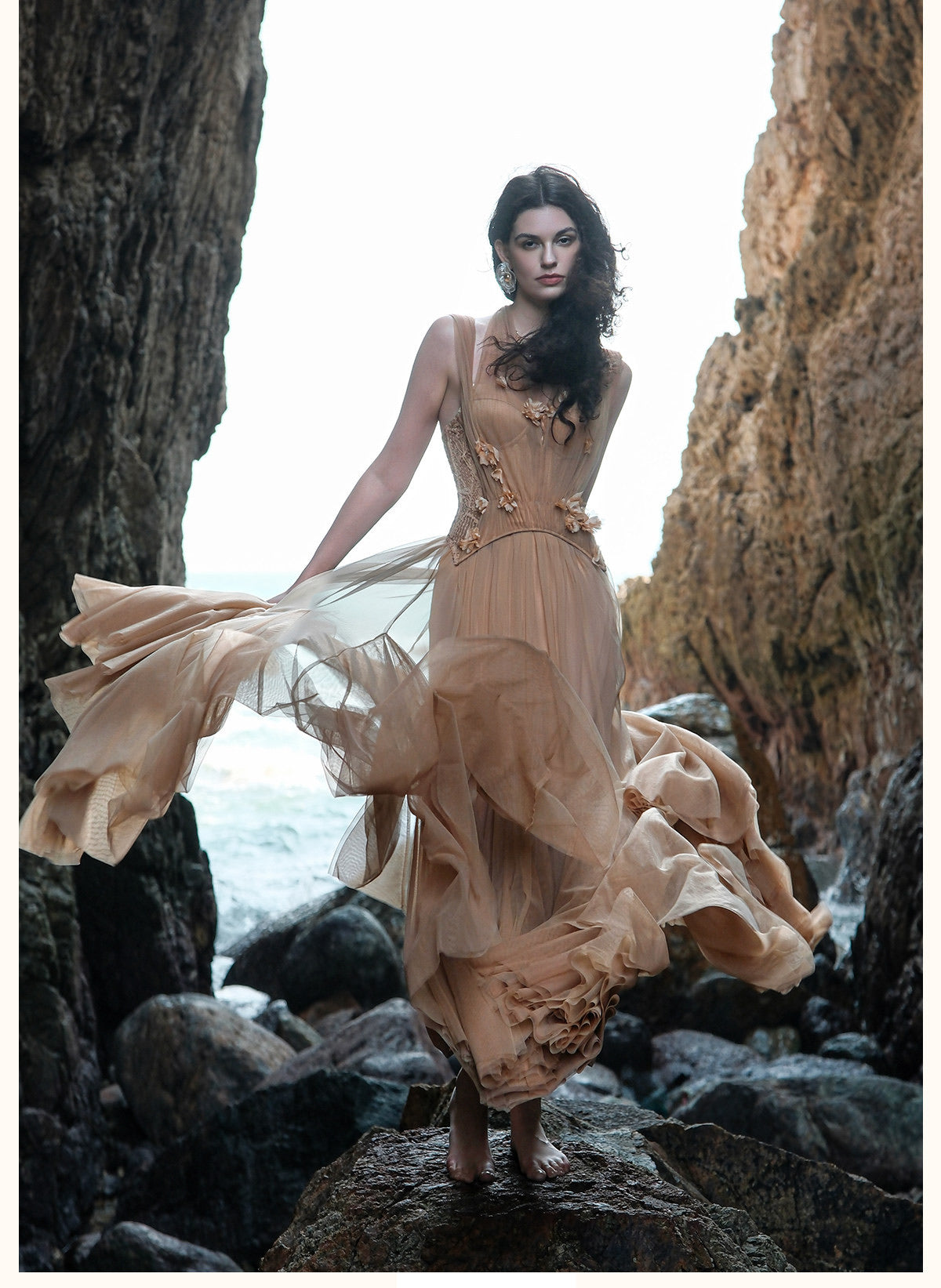 SHEERLUCK Green Elegant Tidal Lace Layer Maxi Dress