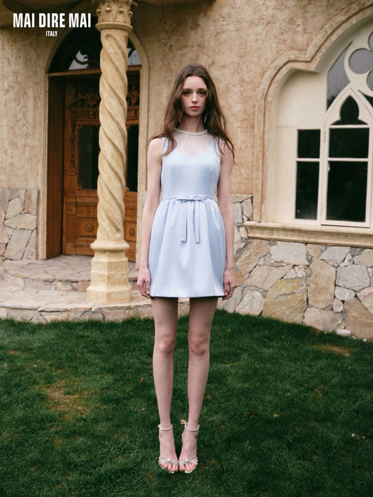 MAI DIRE MAI Sweet Elegant Blue Tweed Mini Dress