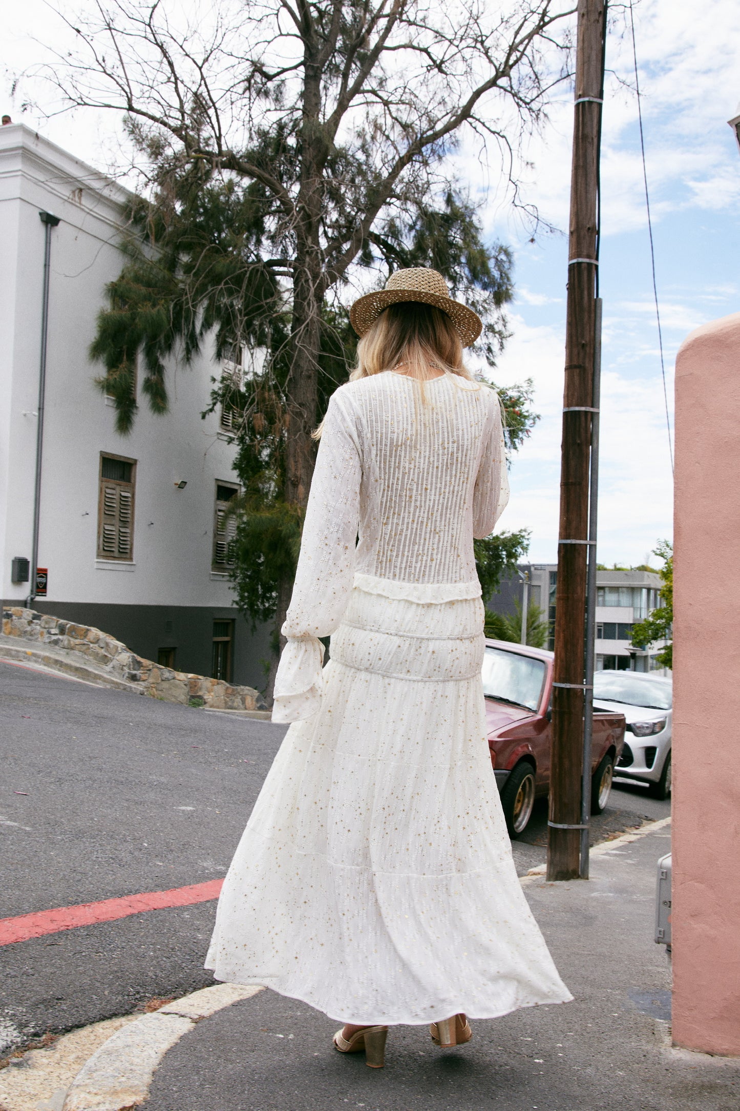 MIN PURA White Vacation Sweet Evening Zuri Maxi Dress