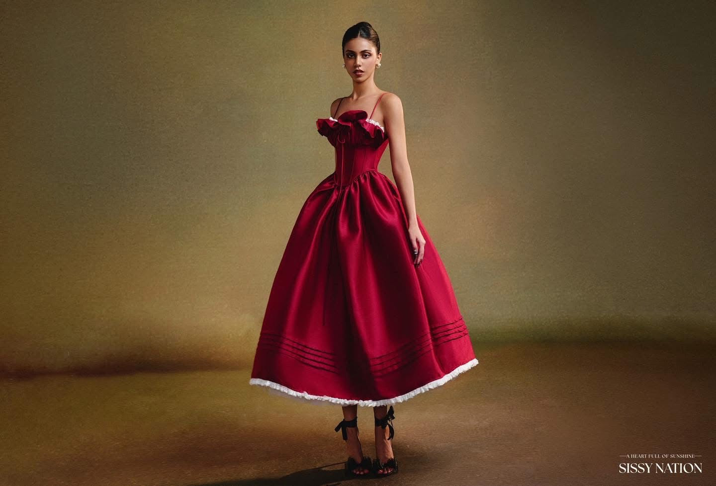 SISSY NATION Black Tulip Corset Midi Dress