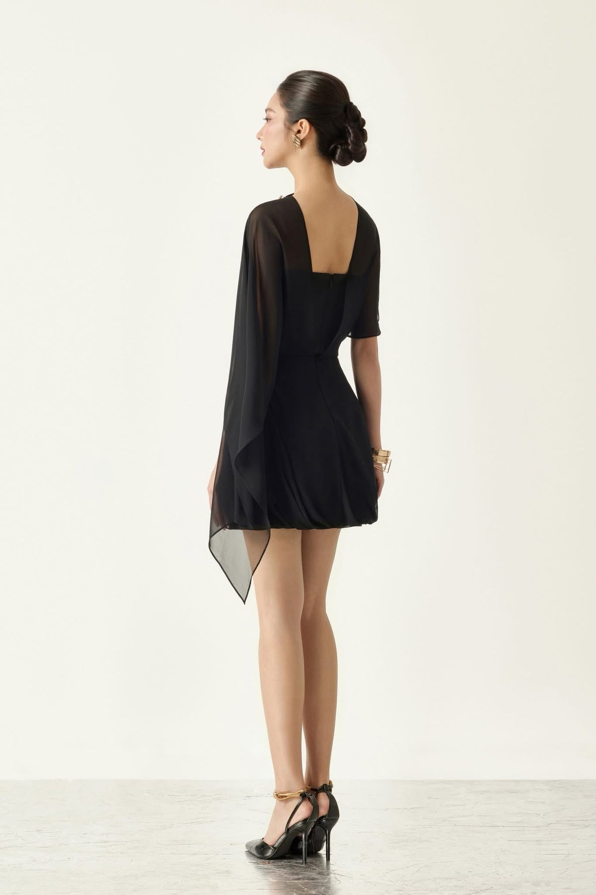 Black Catherine Chiffon Mini Dress