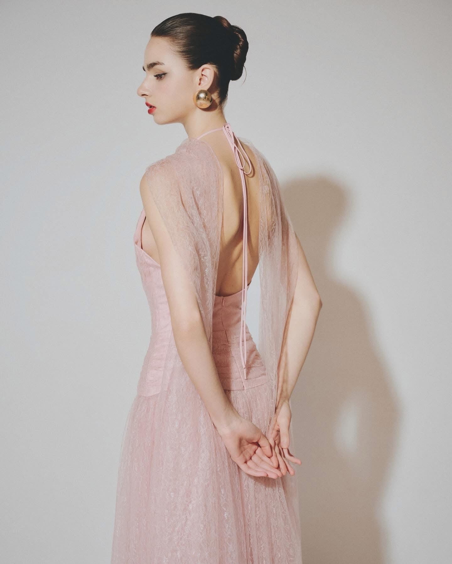 DELICIAE Blue Vacation Elegant Minimalist Josephine Maxi Dress