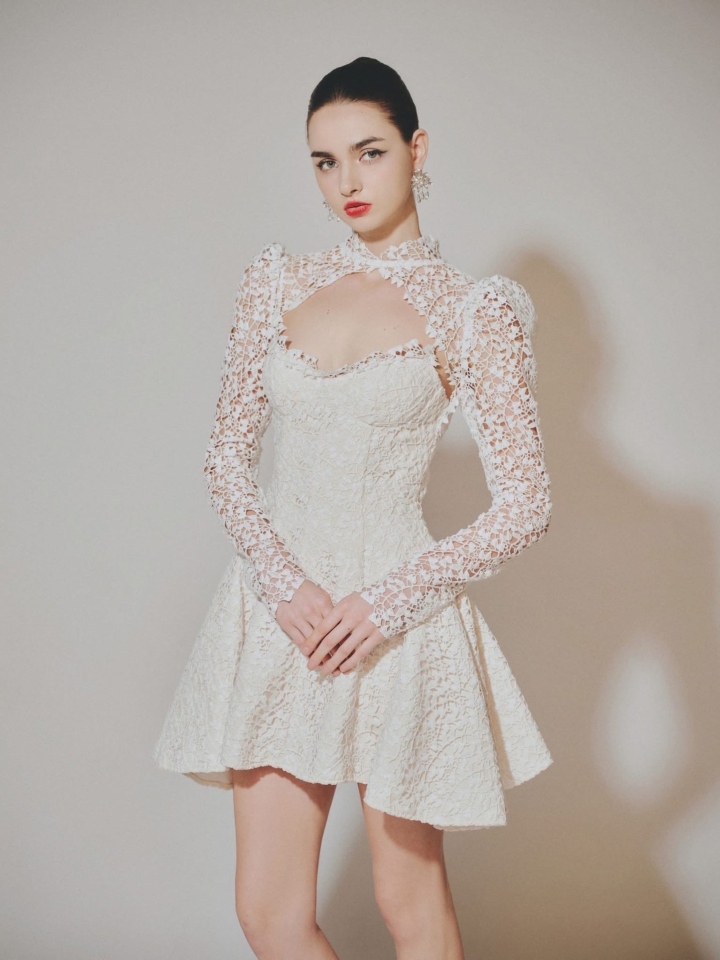 DELICIAE White Sweet Elegant Rachel Mini Dress