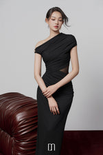 Black Juniper Cut-out Rib Knit Midi Dress