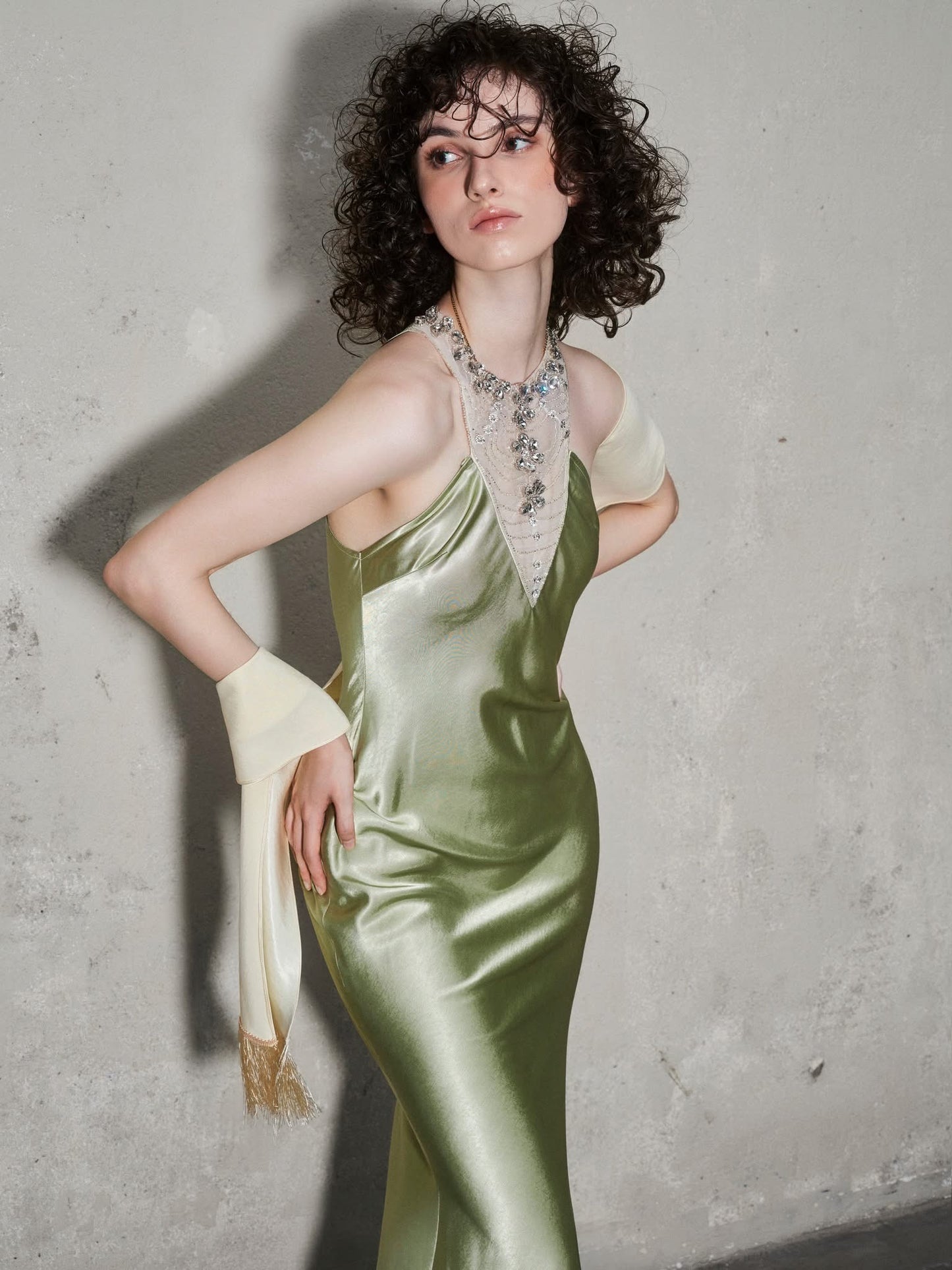 OIA STUDIO Elegant Vacation Green Cinnabar Maxi Dress