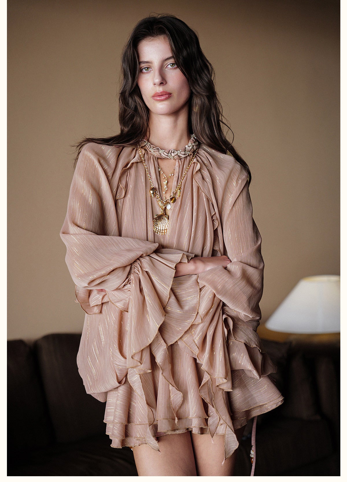 SHEERLUCK Vacation Fairycore Nude Murano Mini Dress