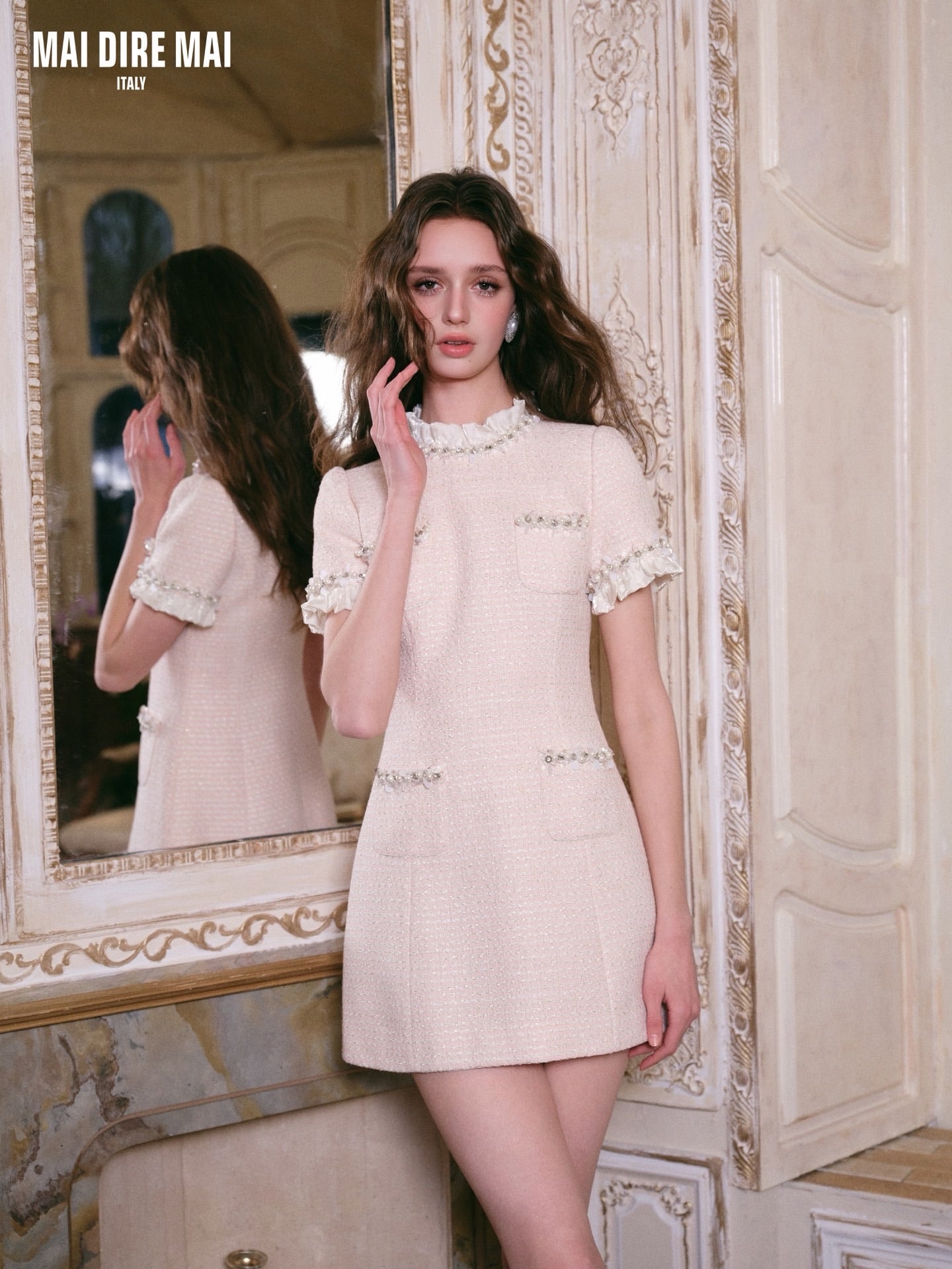 MAI DIRE MAI Sweet Elegant Pink Princesses  Tweed Mini Dress
