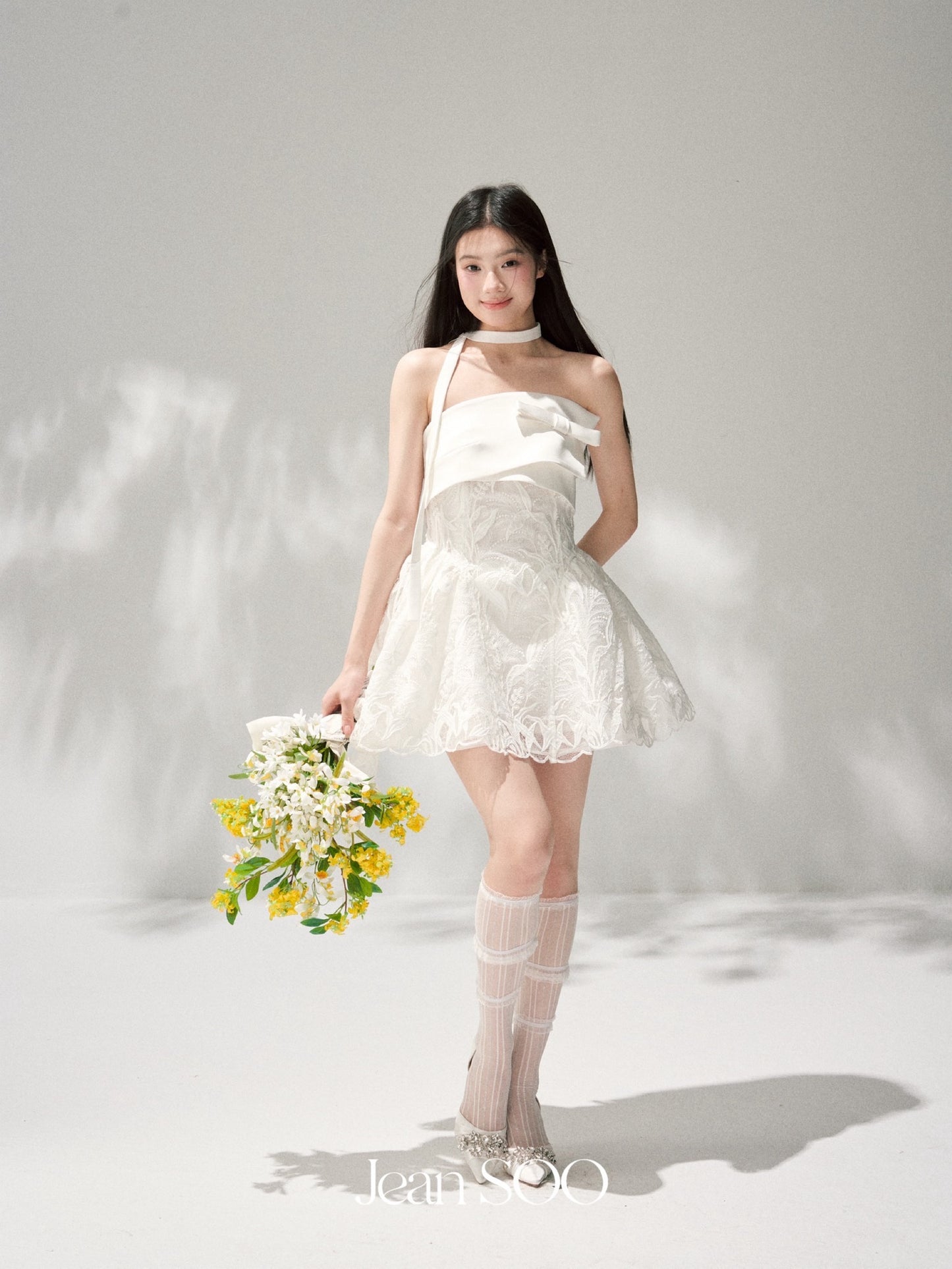 JEAN SOO Sweet Vacation White Lace Mini Dress