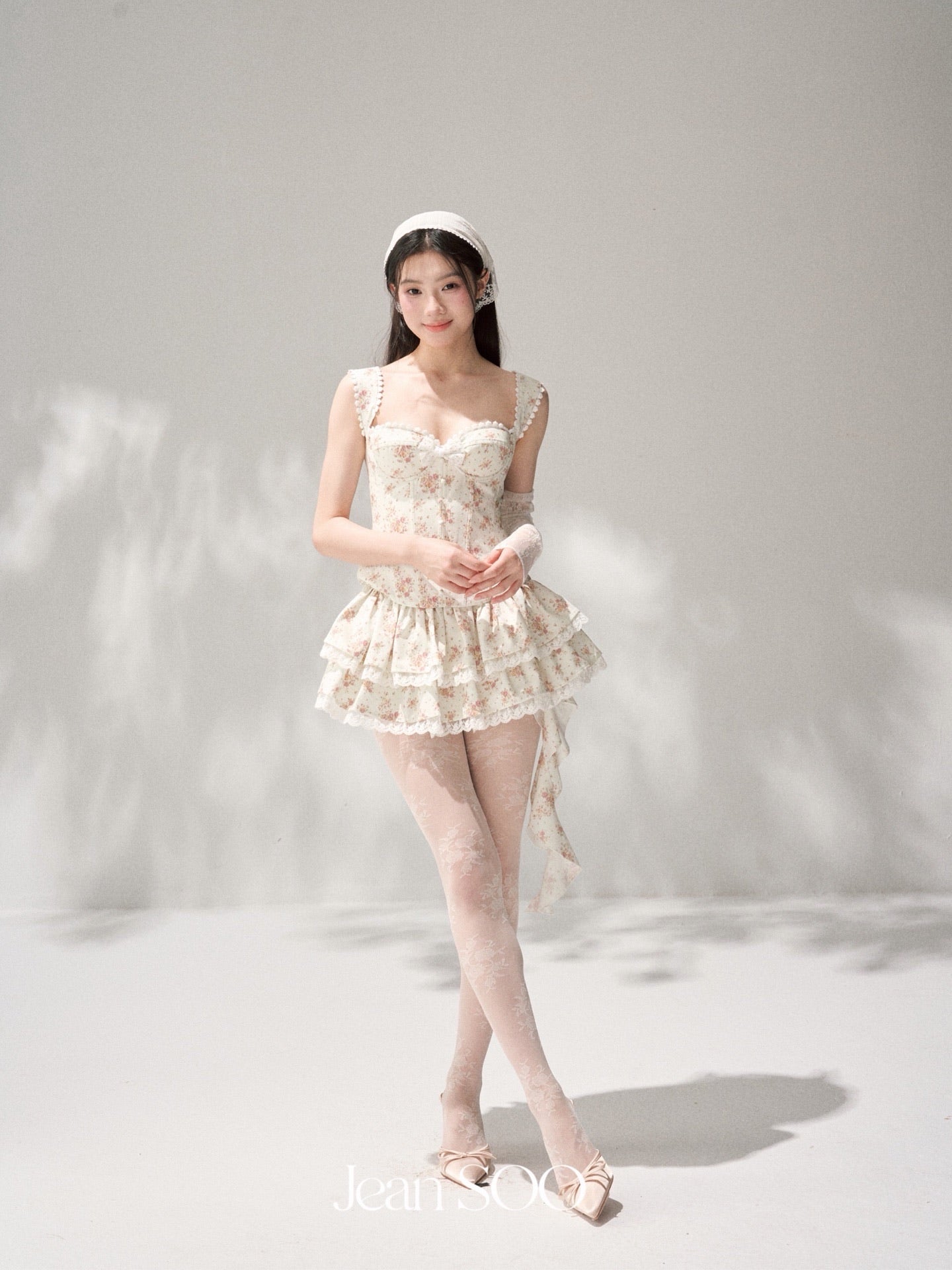 JEAN SOO Sweet Vacation White Floral  Top & Skirt