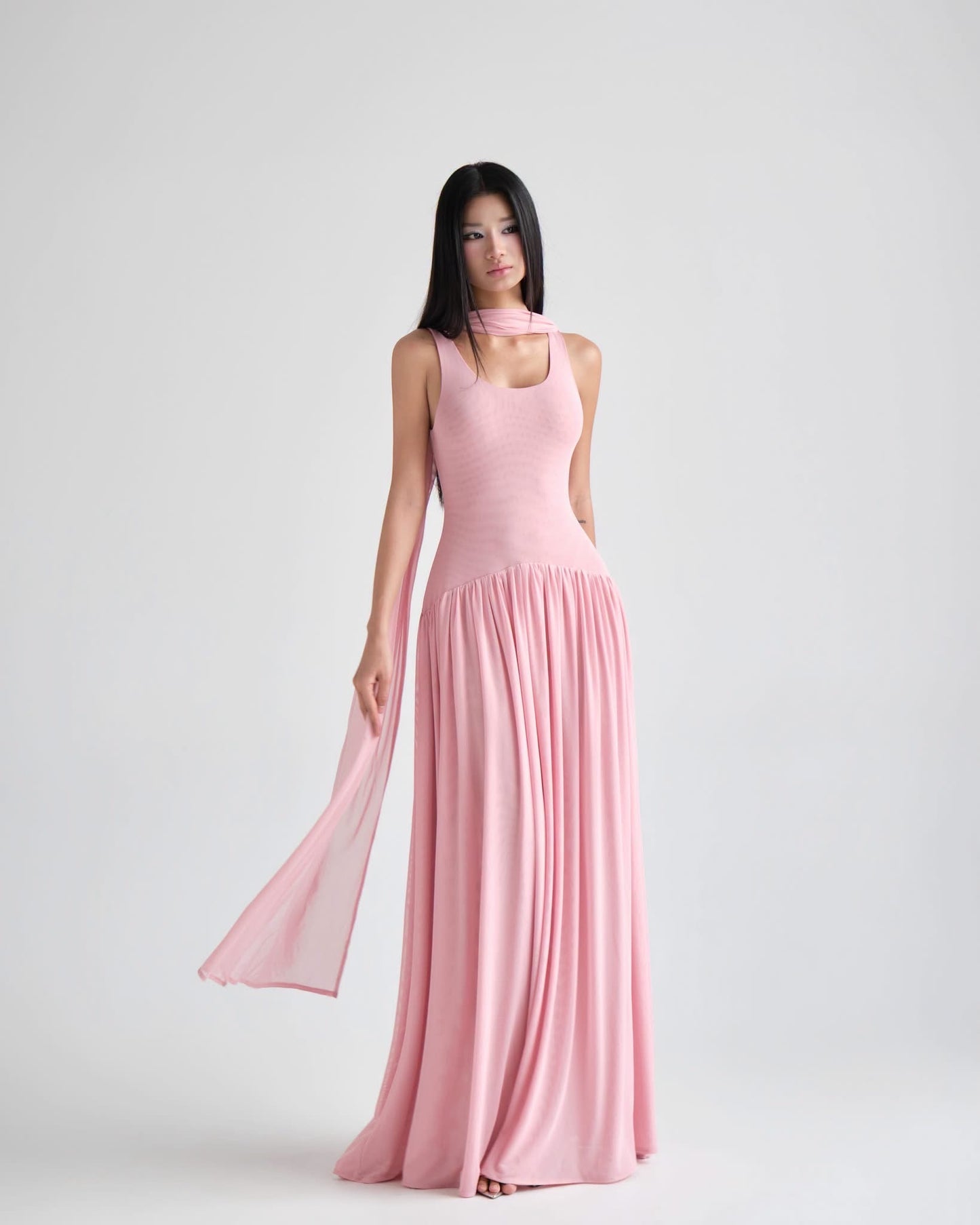 DELICIAE Pink Knit Daliah Maxi Dress