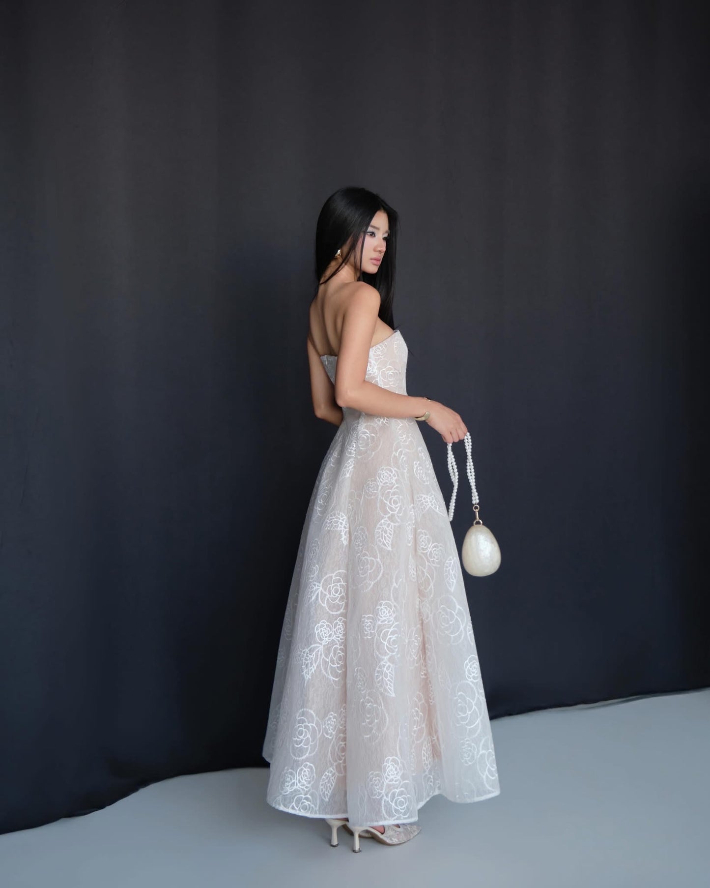 DELICIAE White Lace Alyssa Midi Dress