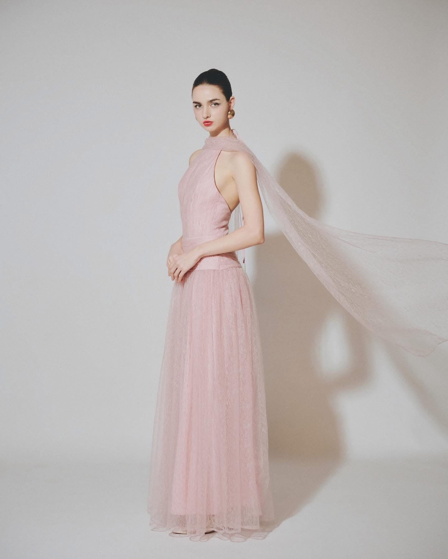 DELICIAE Blue Vacation Elegant Minimalist Josephine Maxi Dress