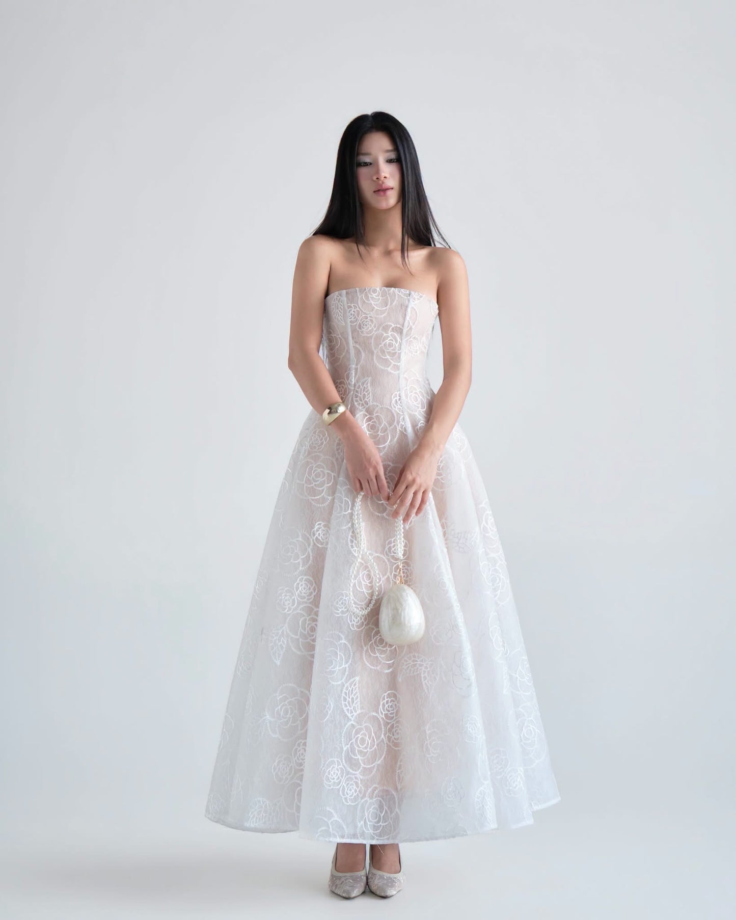 DELICIAE White Lace Alyssa Midi Dress