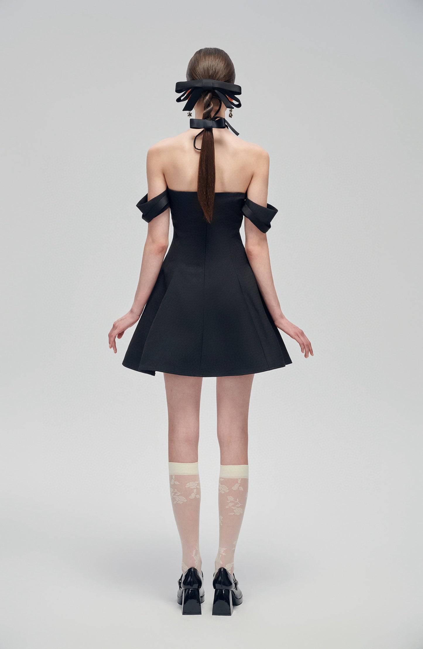 FA SOGNO Black Neck Mini Dress