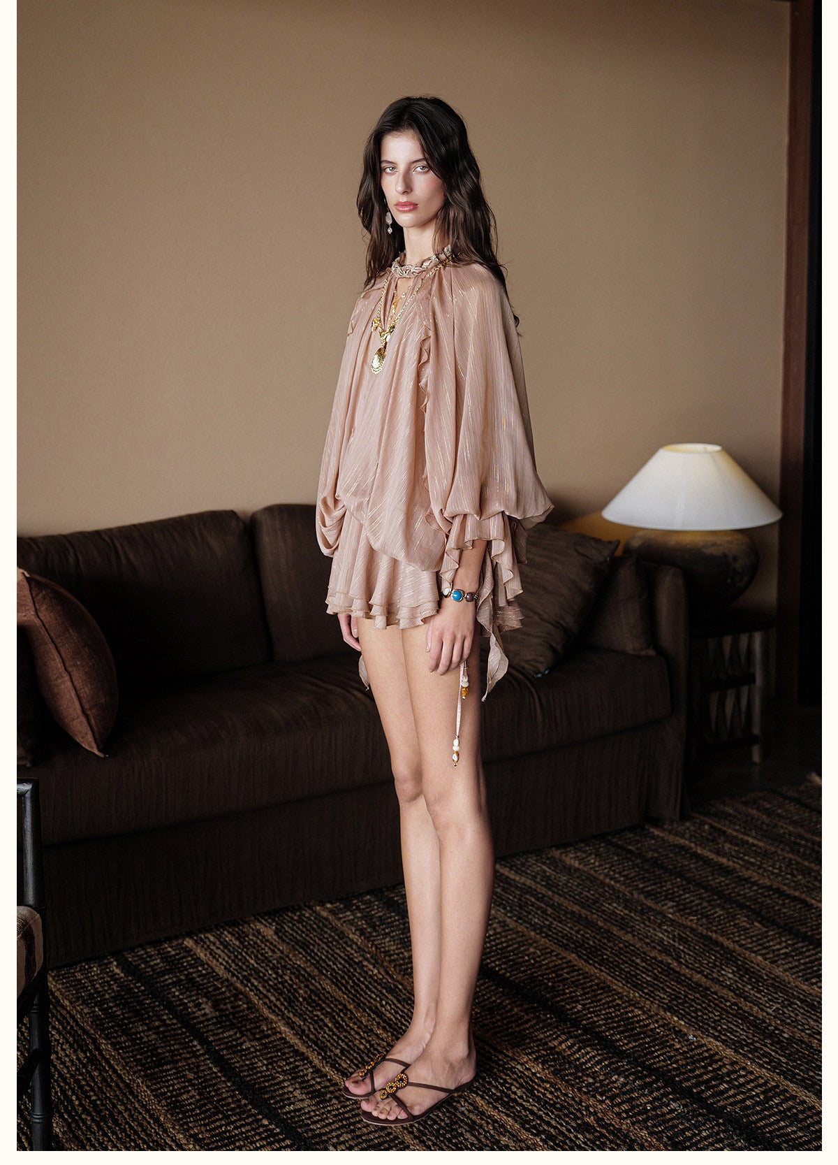 SHEERLUCK Vacation Fairycore Nude Murano Mini Dress